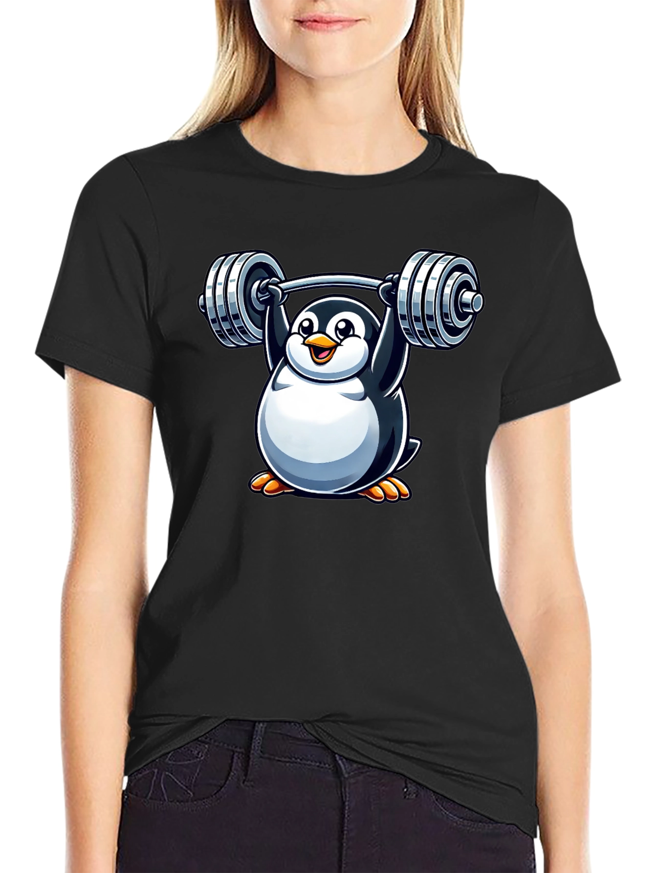 Penguin Weightlifting T-Shirt - Funny Gym Tee