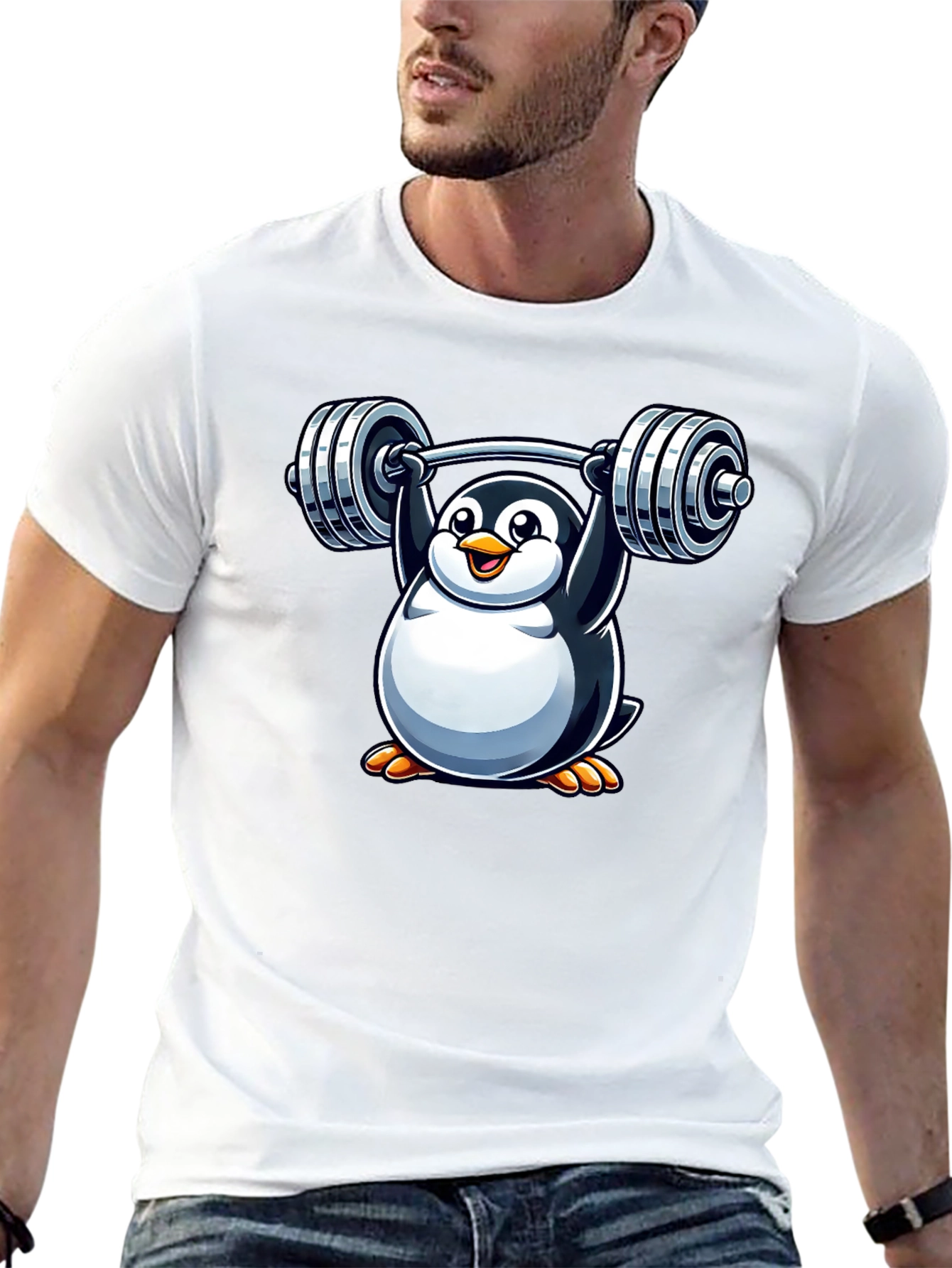 Penguin Weightlifting T-Shirt - Funny Gym Tee