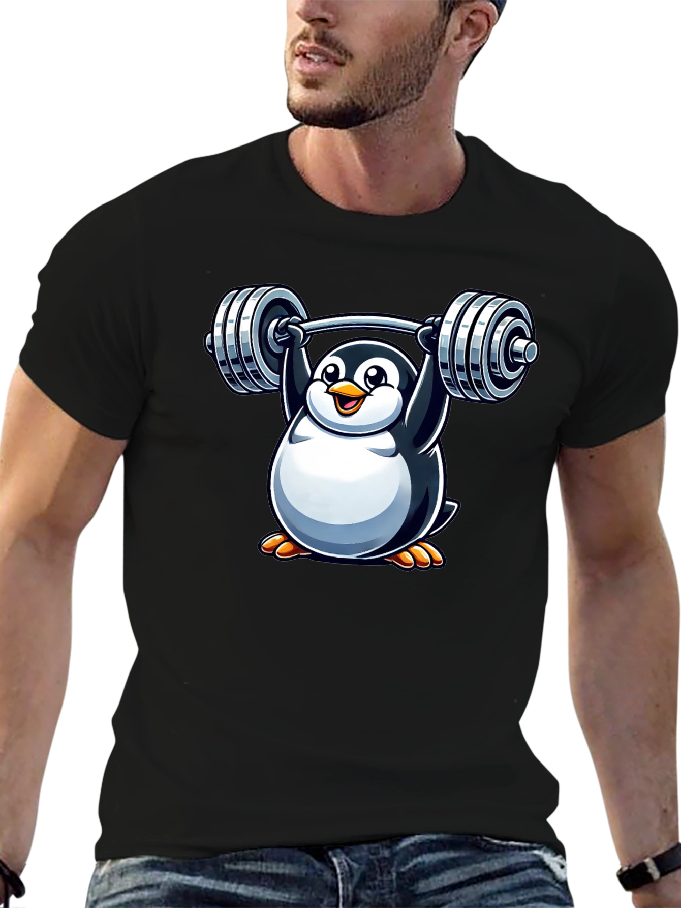 Penguin Weightlifting T-Shirt - Funny Gym Tee