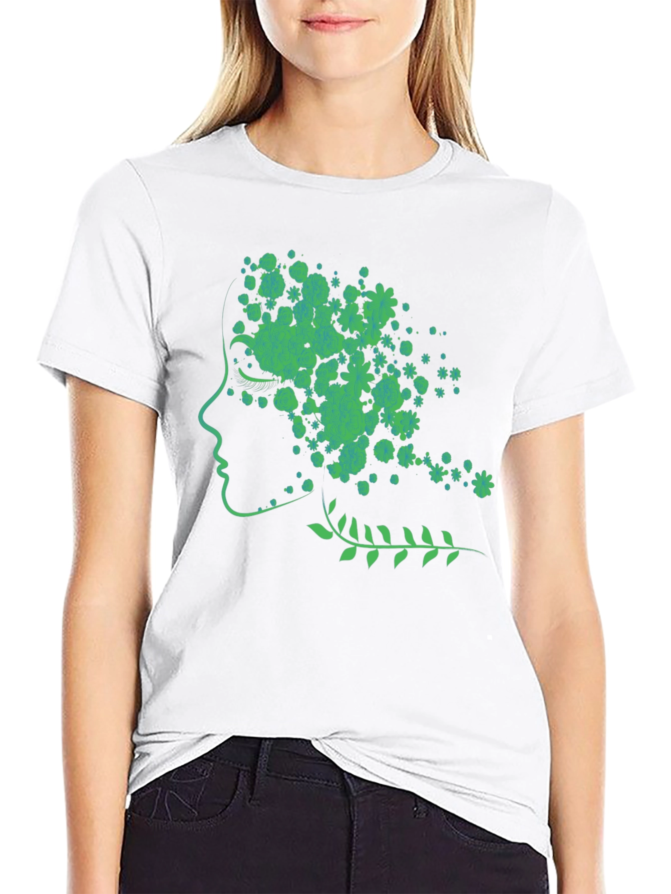 Nature Woman Graphic Tee - Black Cotton Blend Shirt