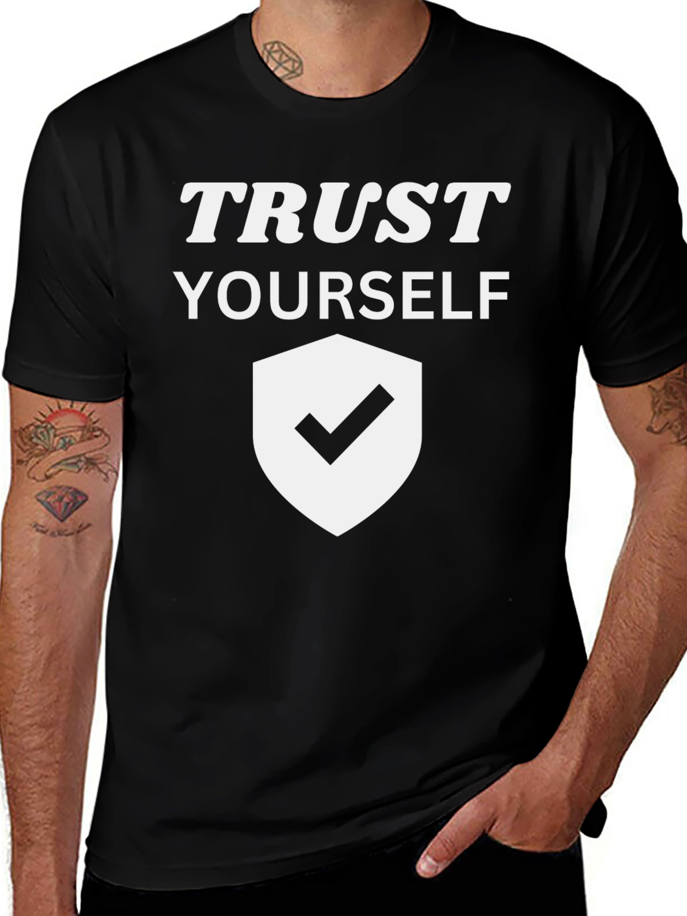 Trust Yourself Black T-Shirt - Motivational Graphic Tee