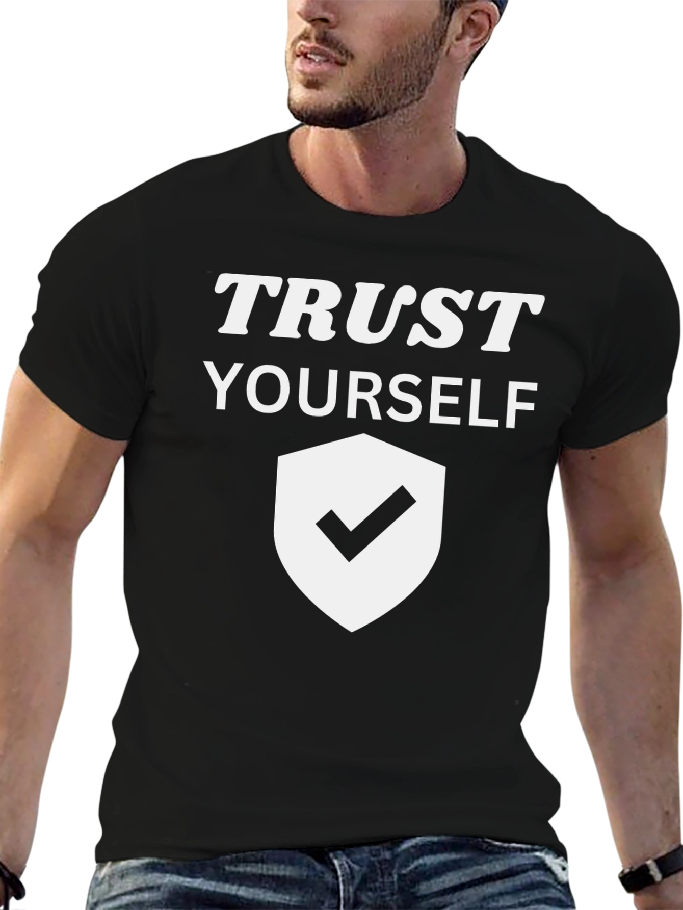 Trust Yourself Black T-Shirt - Motivational Graphic Tee