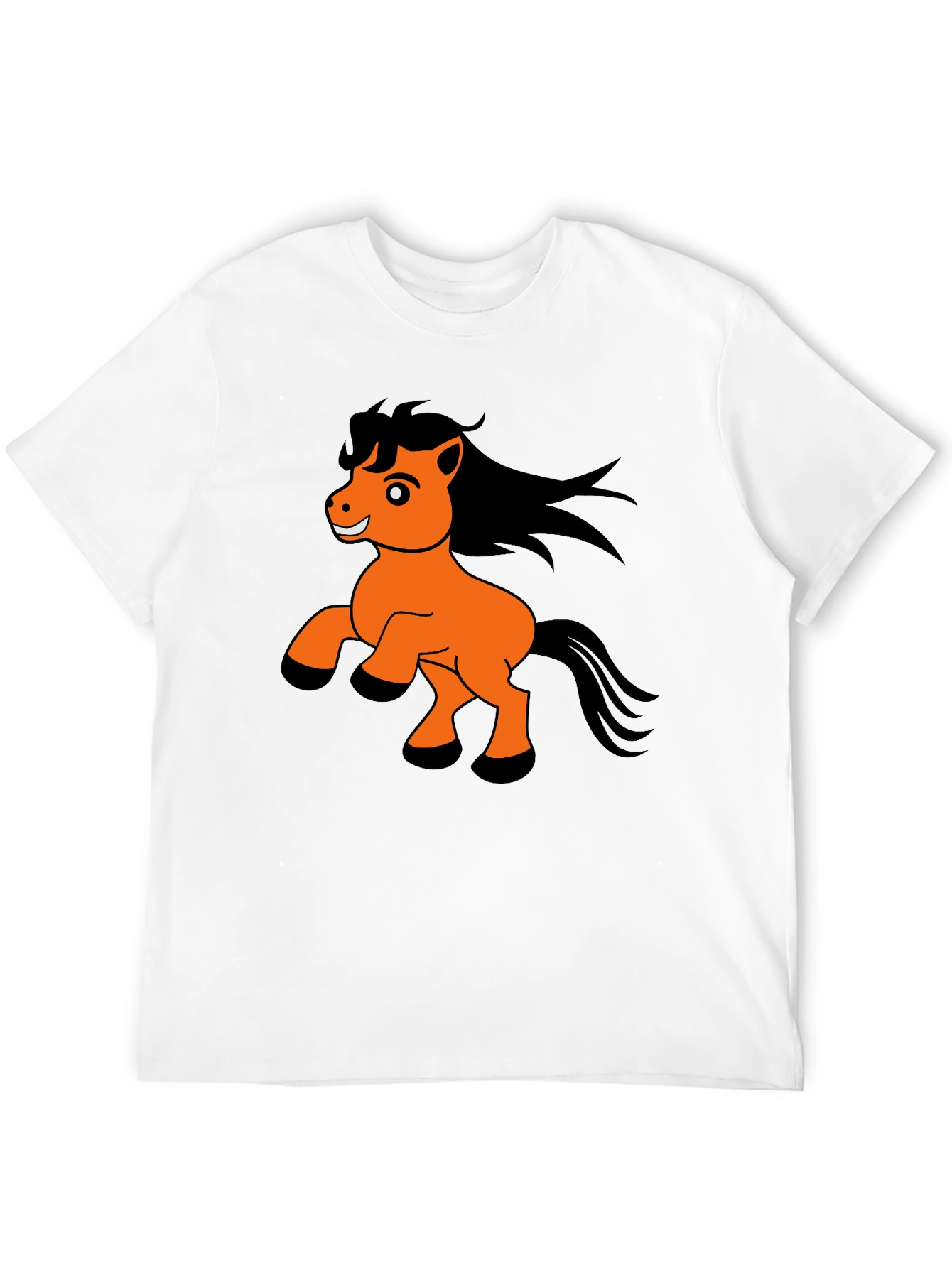 Black T-Shirt with Cartoon Pony Print