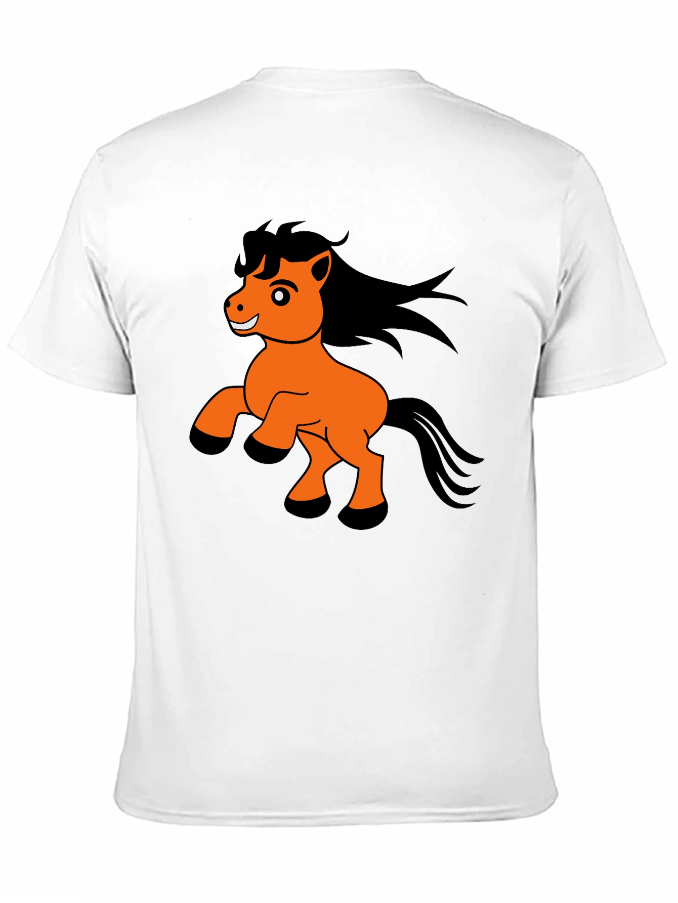 Black T-Shirt with Cartoon Pony Print