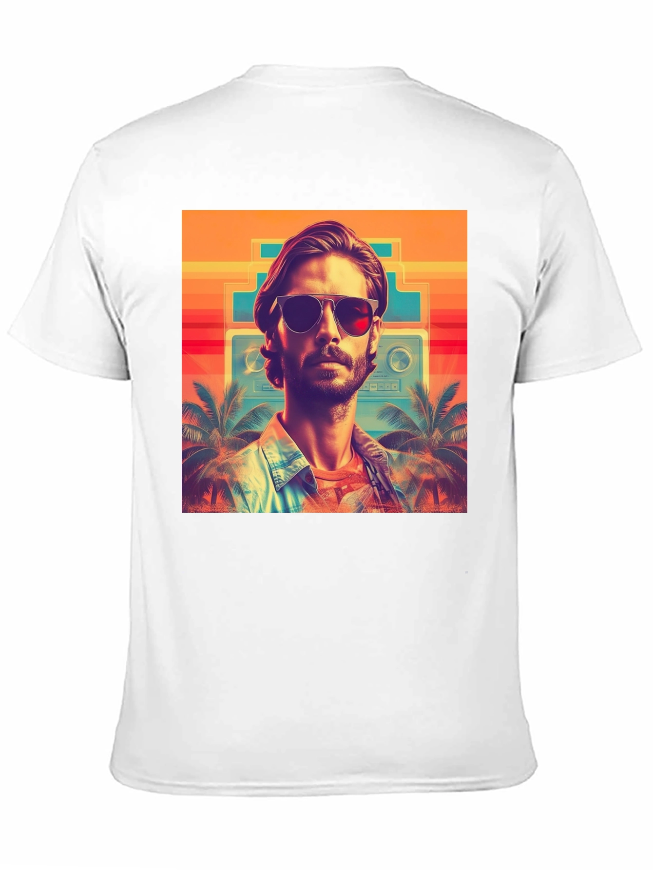 Retro Vibes T-Shirt - Tropical Synthwave Design