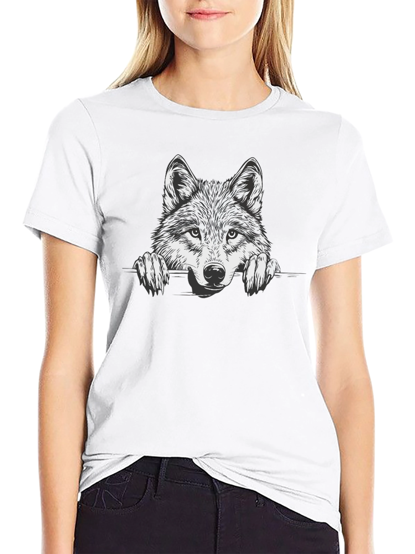 Mens Black Wolf Graphic Tee