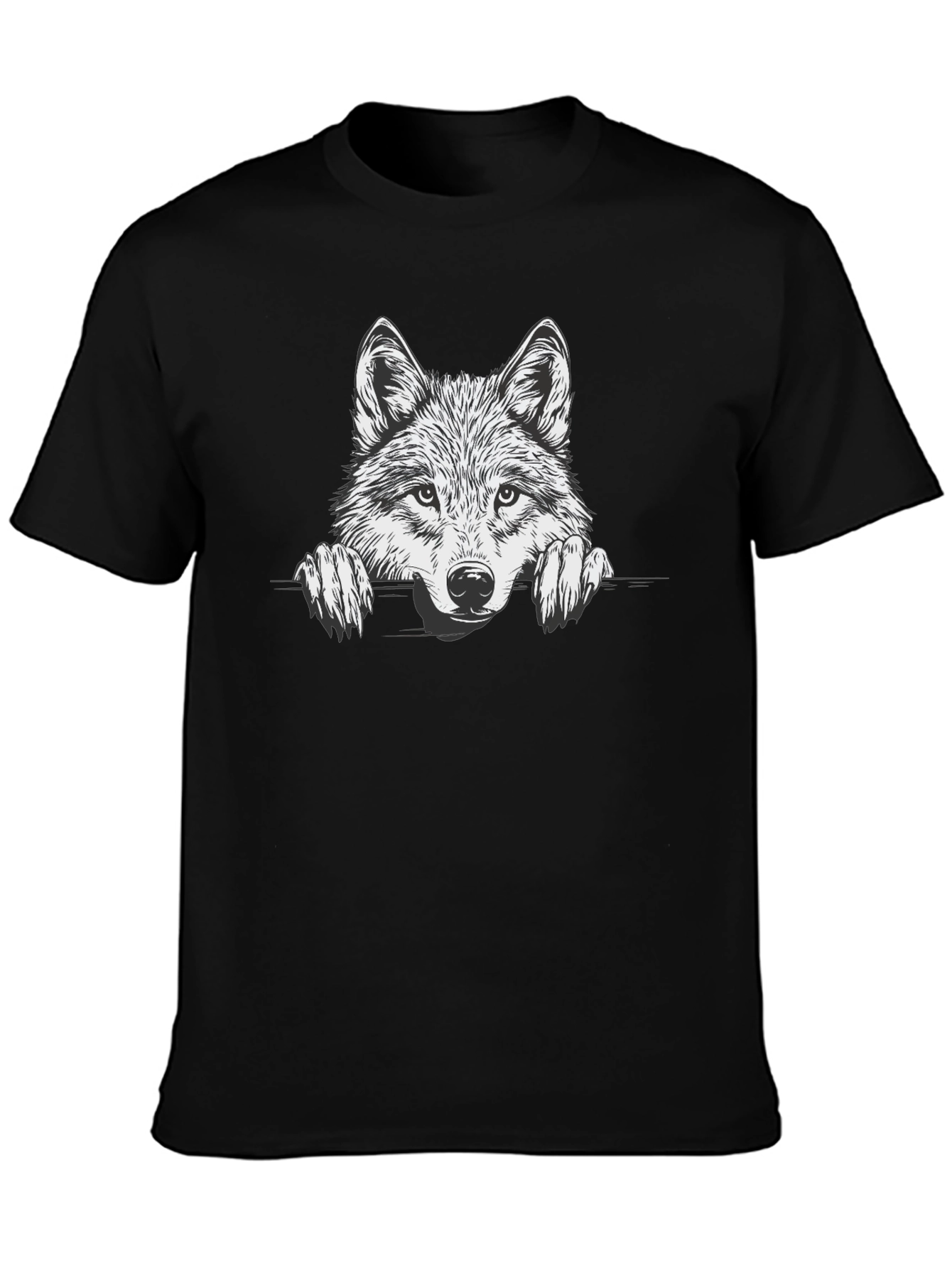 Mens Black Wolf Graphic Tee