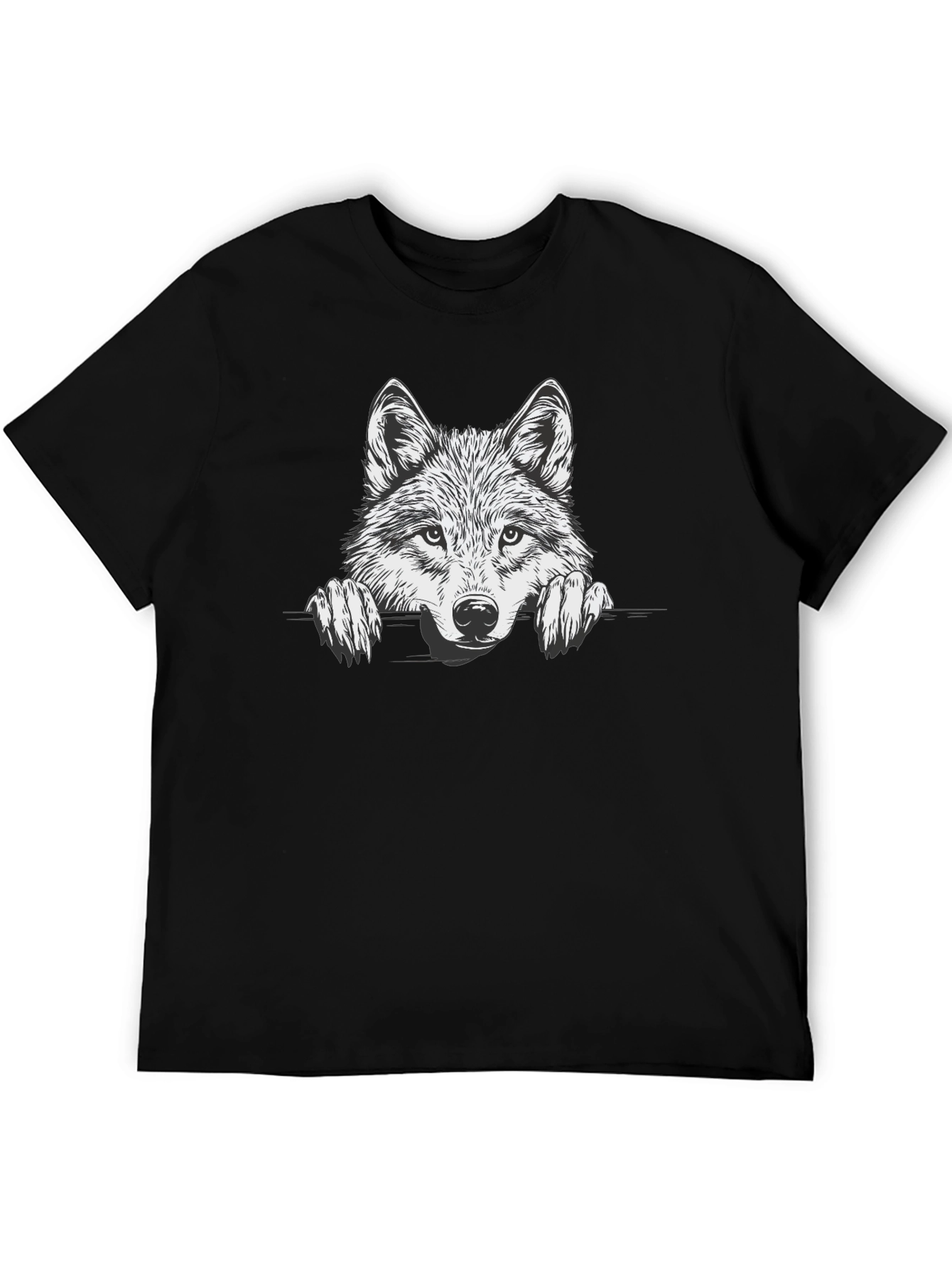 Mens Black Wolf Graphic Tee