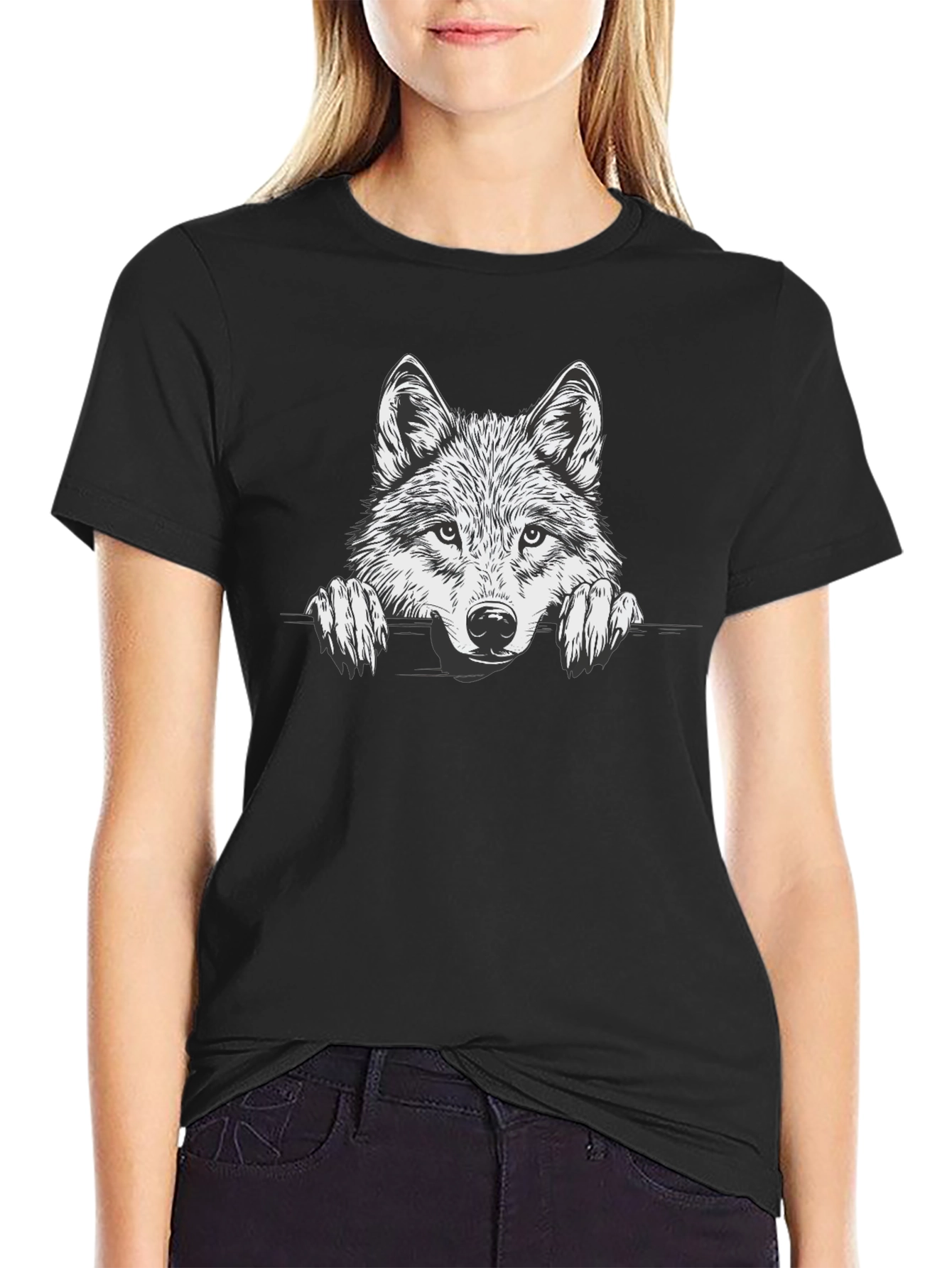 Mens Black Wolf Graphic Tee