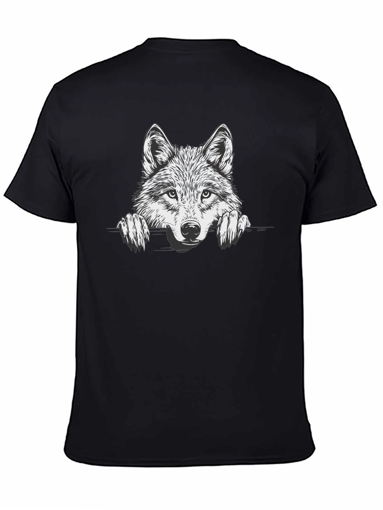 Mens Black Wolf Graphic Tee