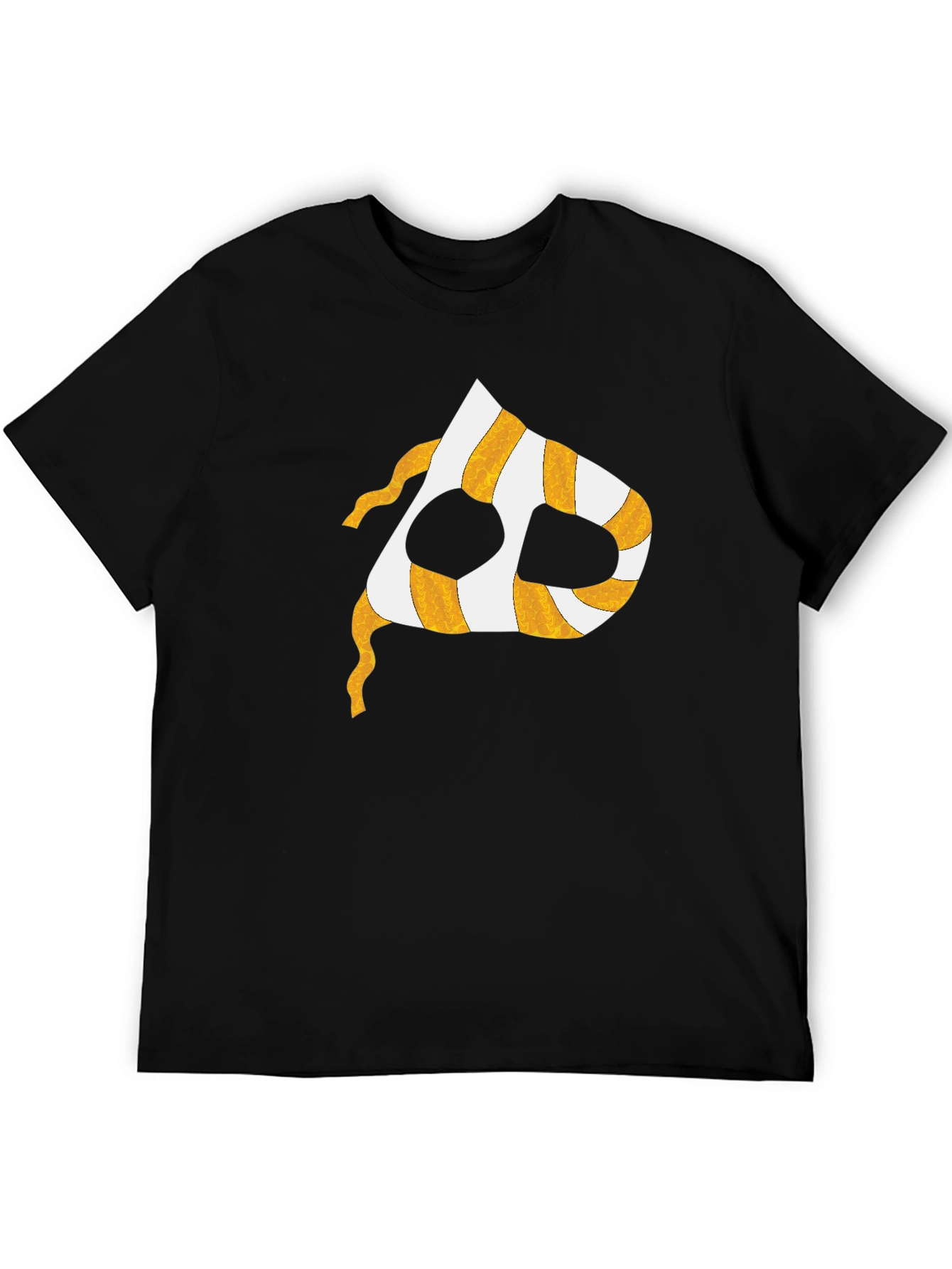 Striped Mask Graphic T-Shirt - Black