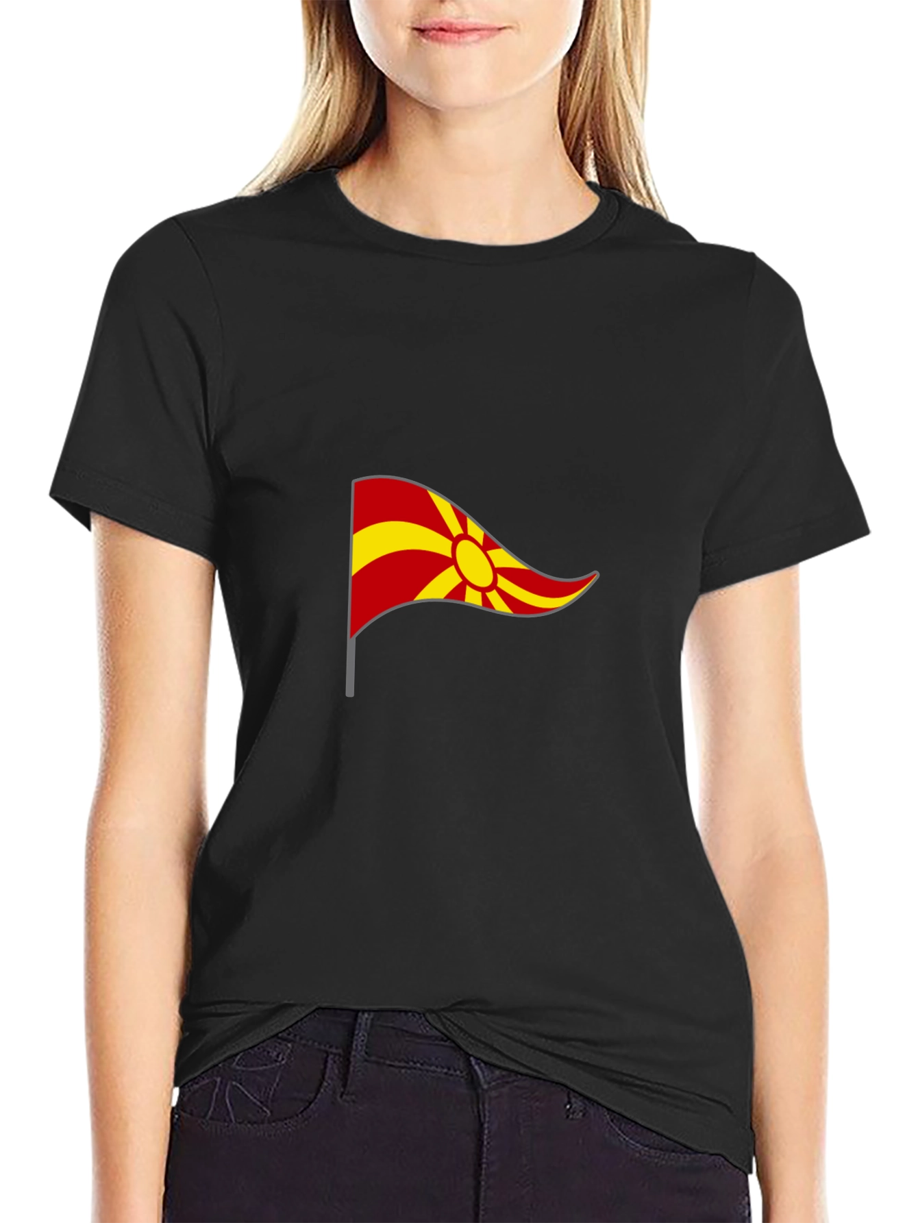 Macedonian Flag Graphic Black T-Shirt