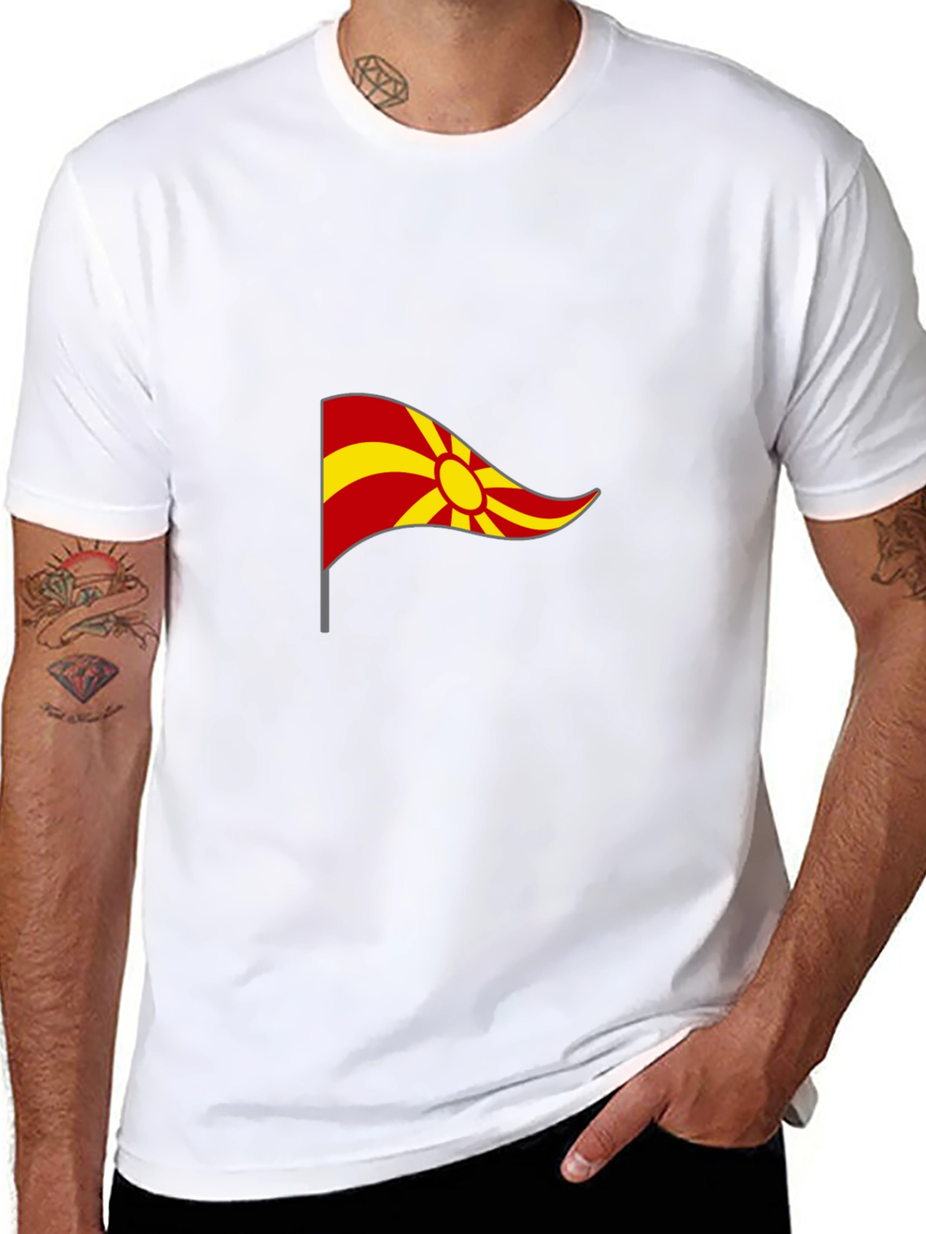 Macedonian Flag Graphic Black T-Shirt