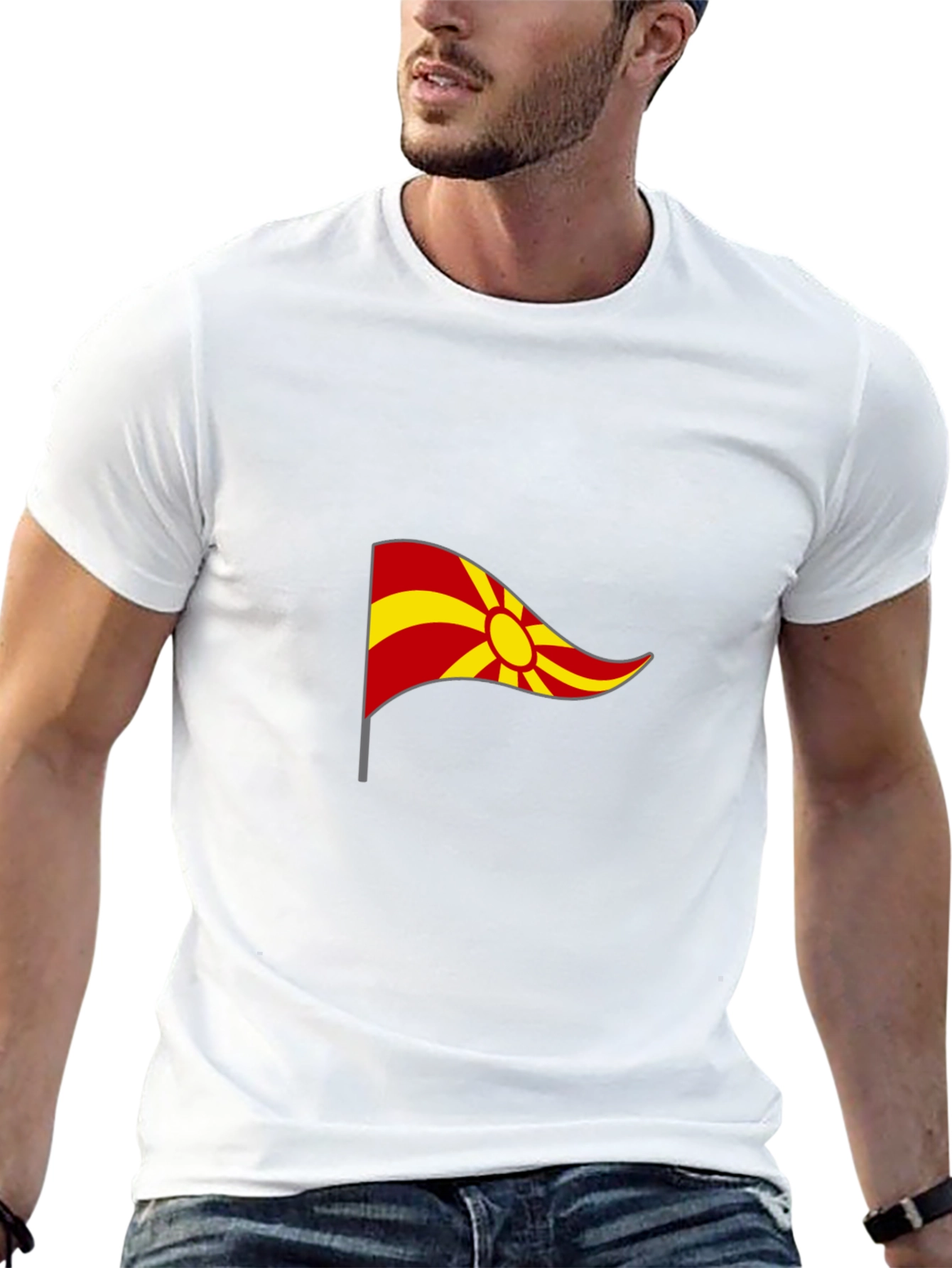 Macedonian Flag Graphic Black T-Shirt