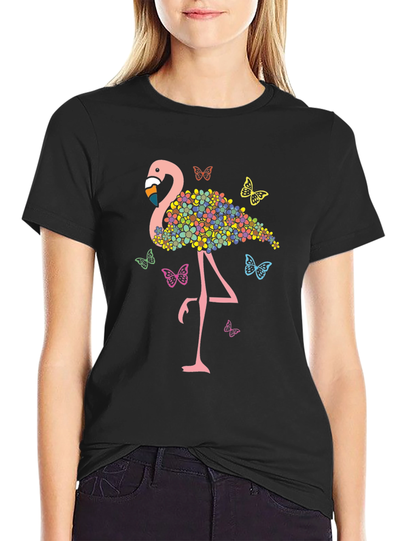 Floral Flamingo Graphic Tee