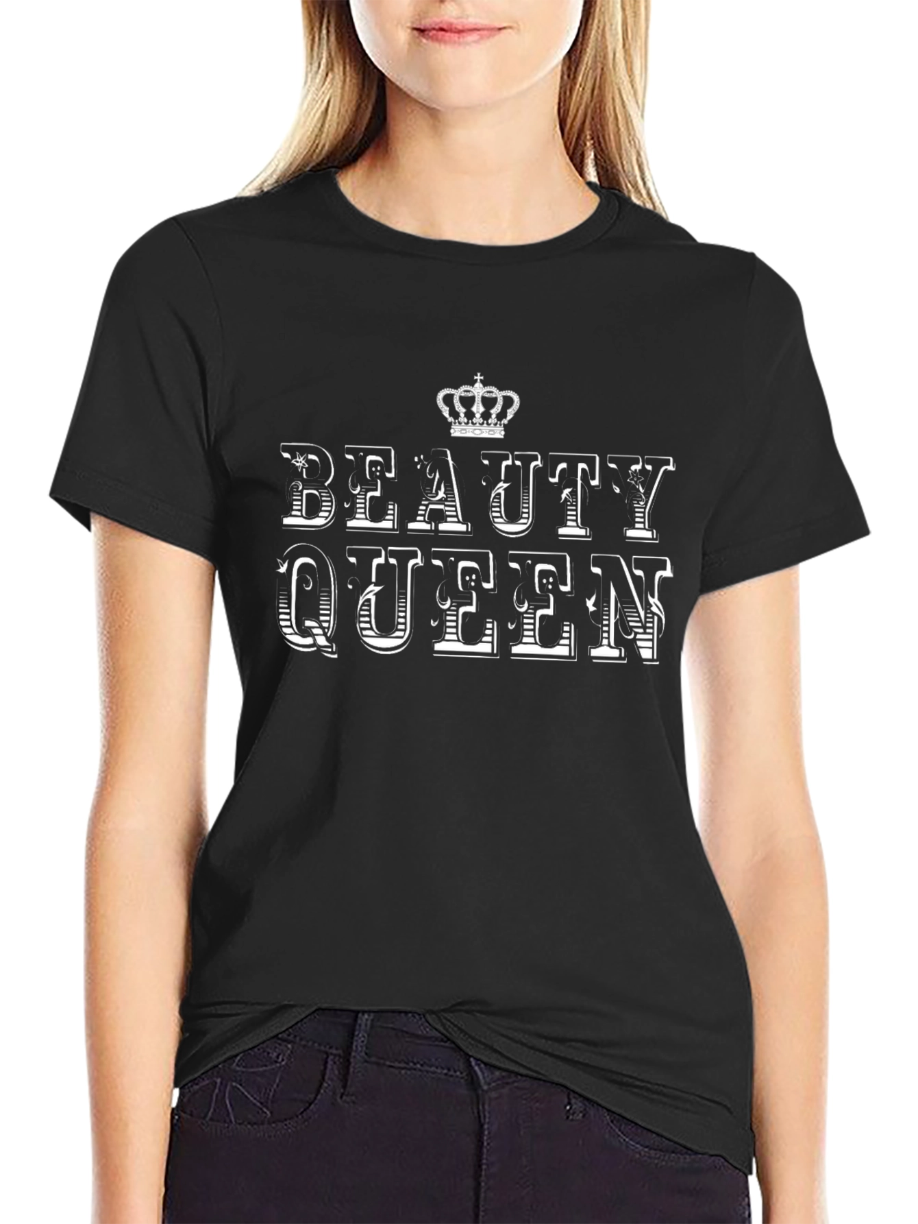 Beauty Queen Graphic T-Shirt - Black