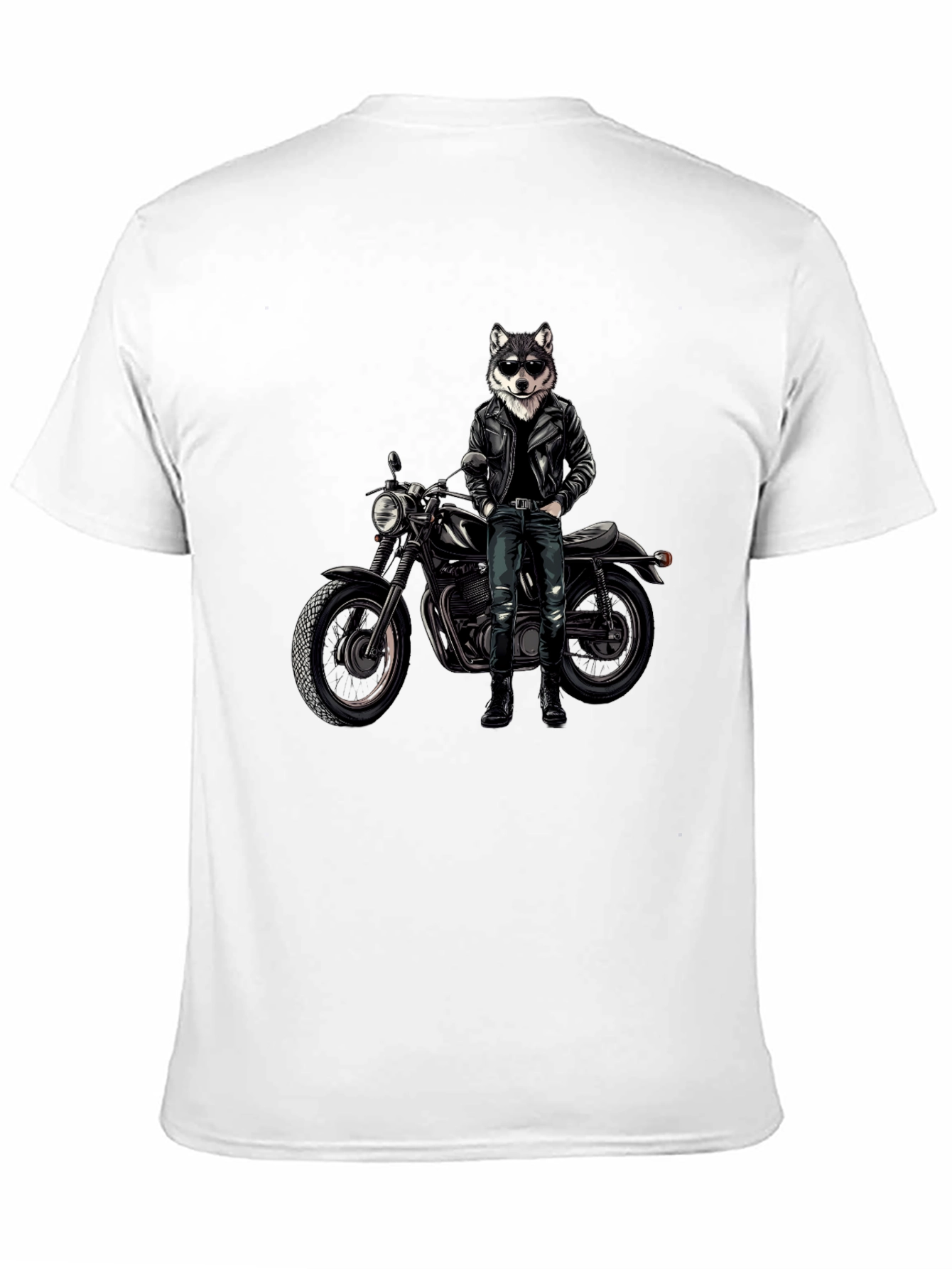Cool Wolf Biker Graphic T-Shirt