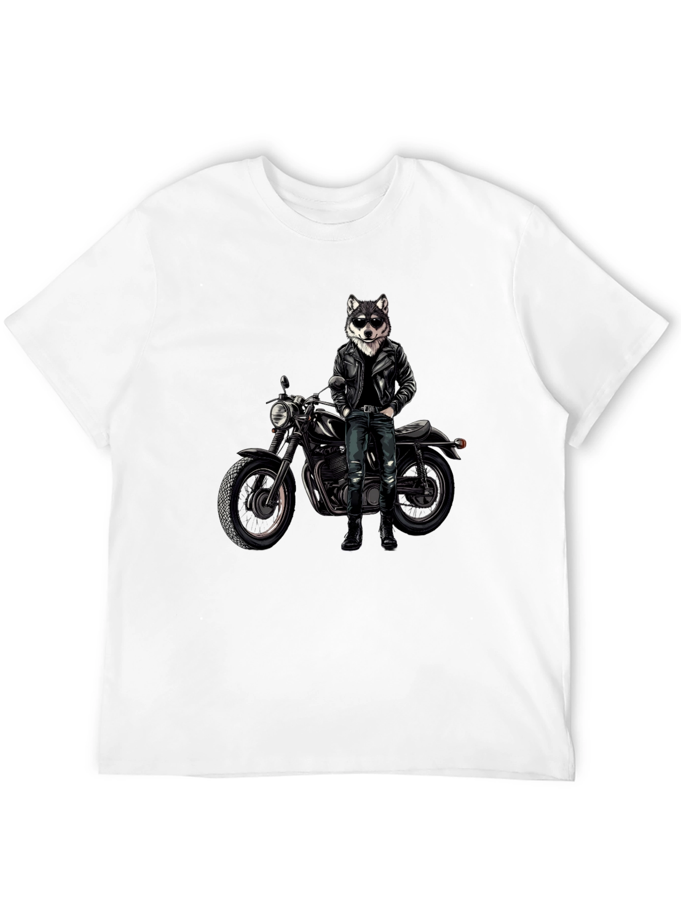 Cool Wolf Biker Graphic T-Shirt