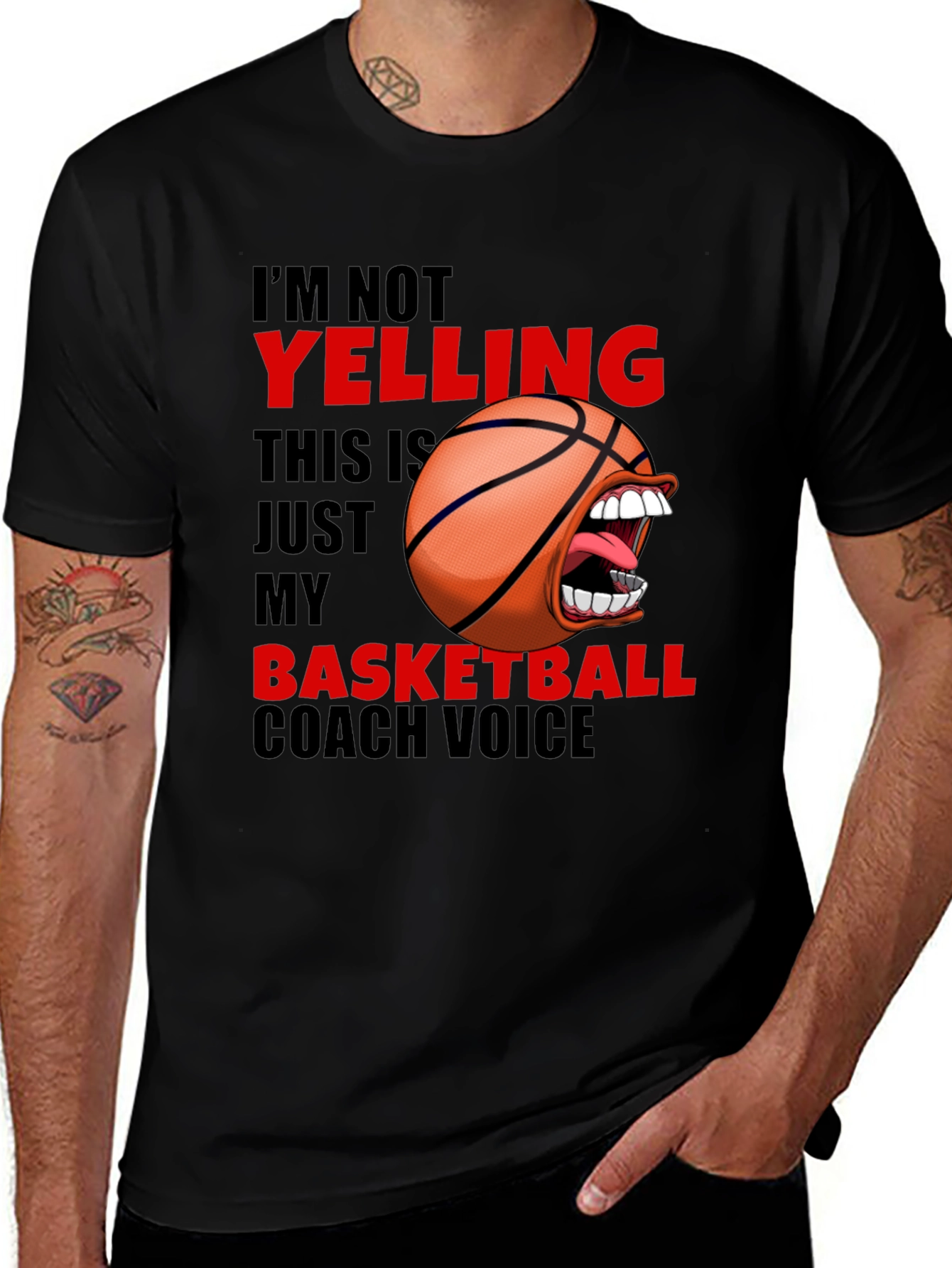 Funny Basketball Coach T-Shirt - Yelling Design