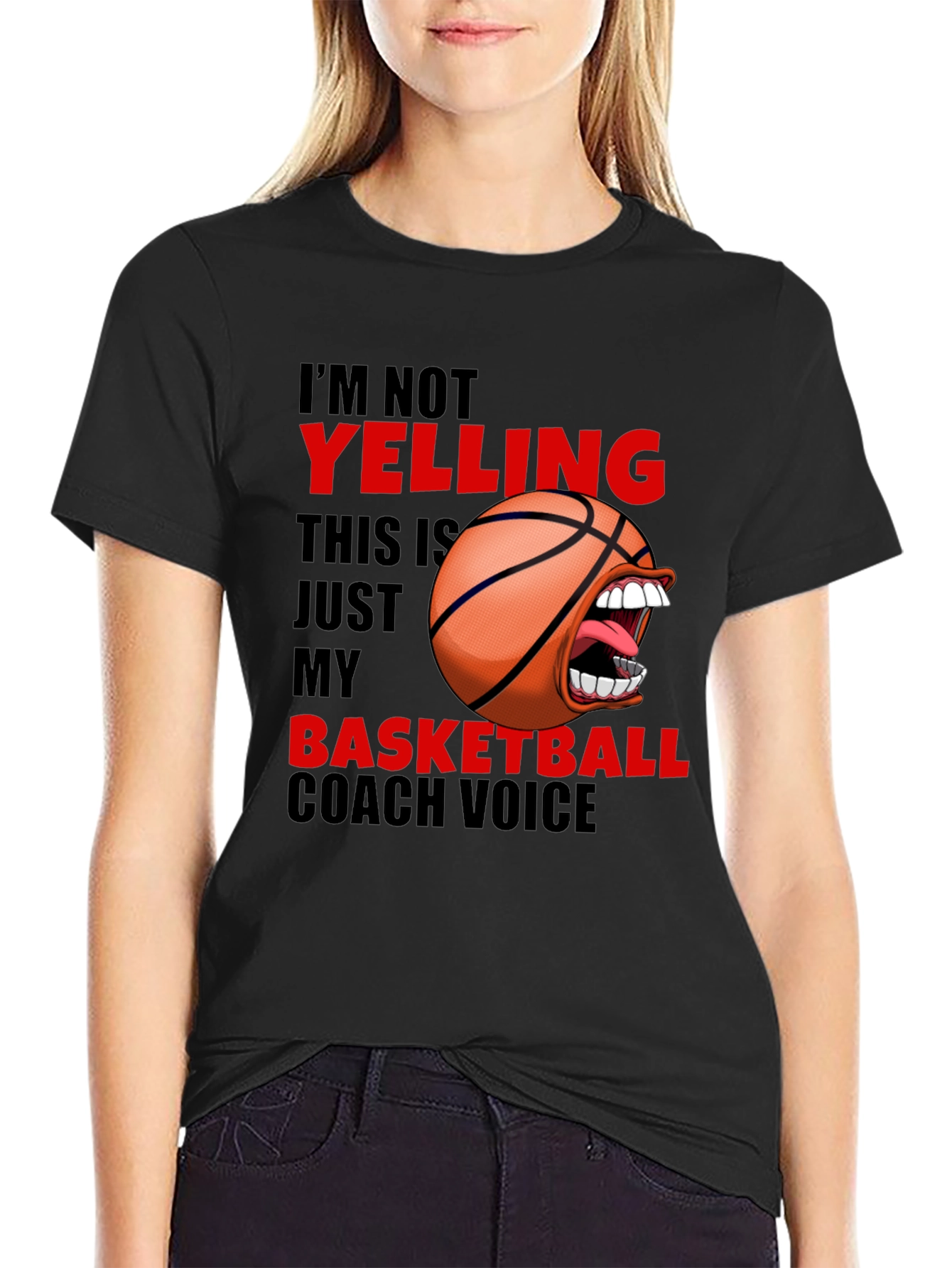 Funny Basketball Coach T-Shirt - Yelling Design