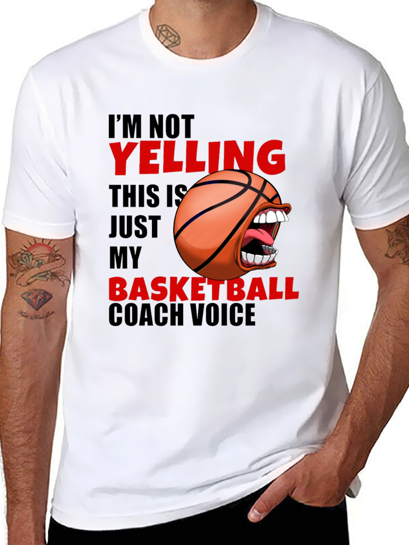 Funny Basketball Coach T-Shirt - Yelling Design