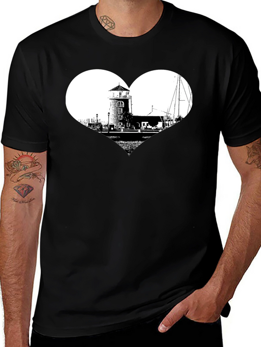 Lighthouse Heart Graphic T-Shirt - Black