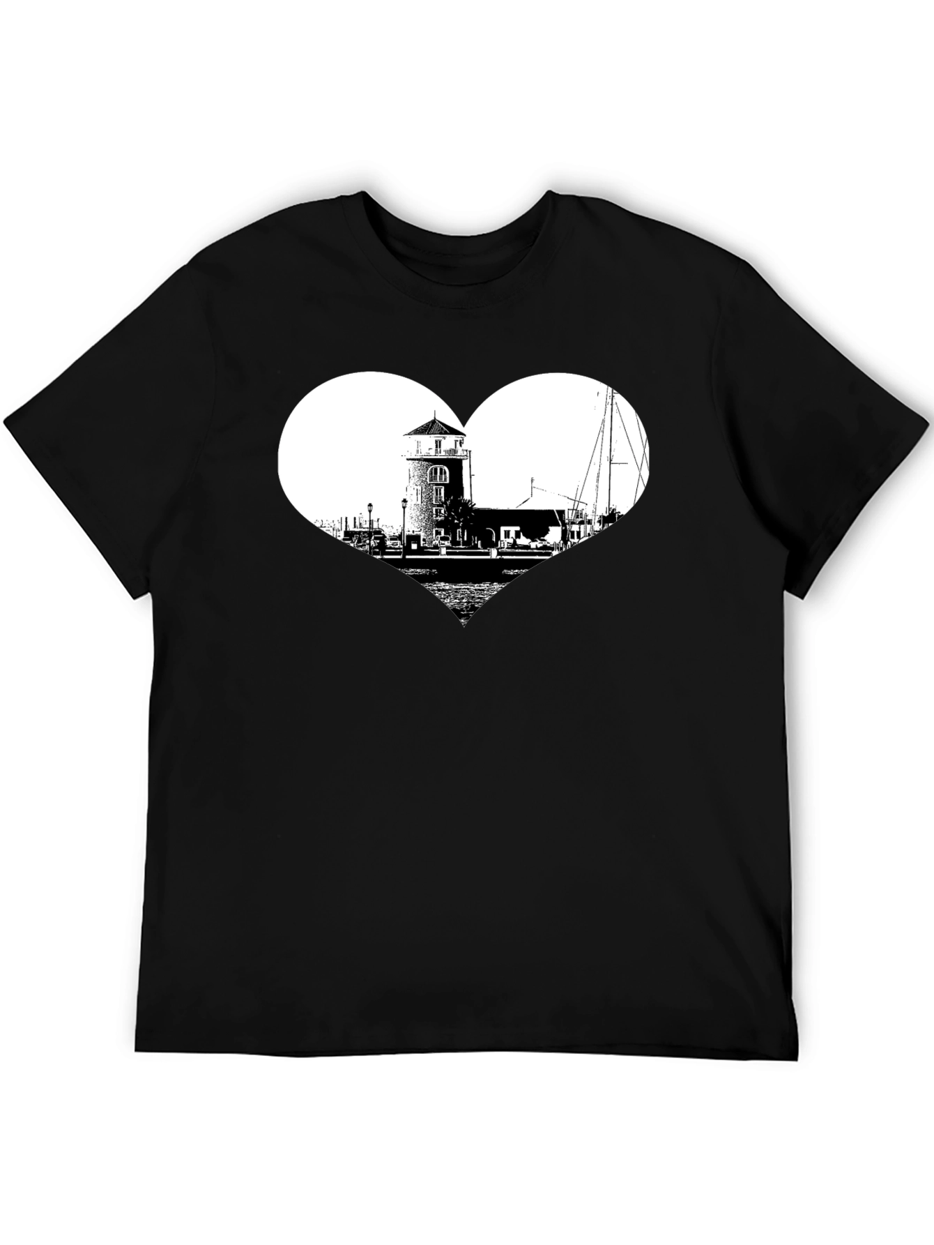Lighthouse Heart Graphic T-Shirt - Black