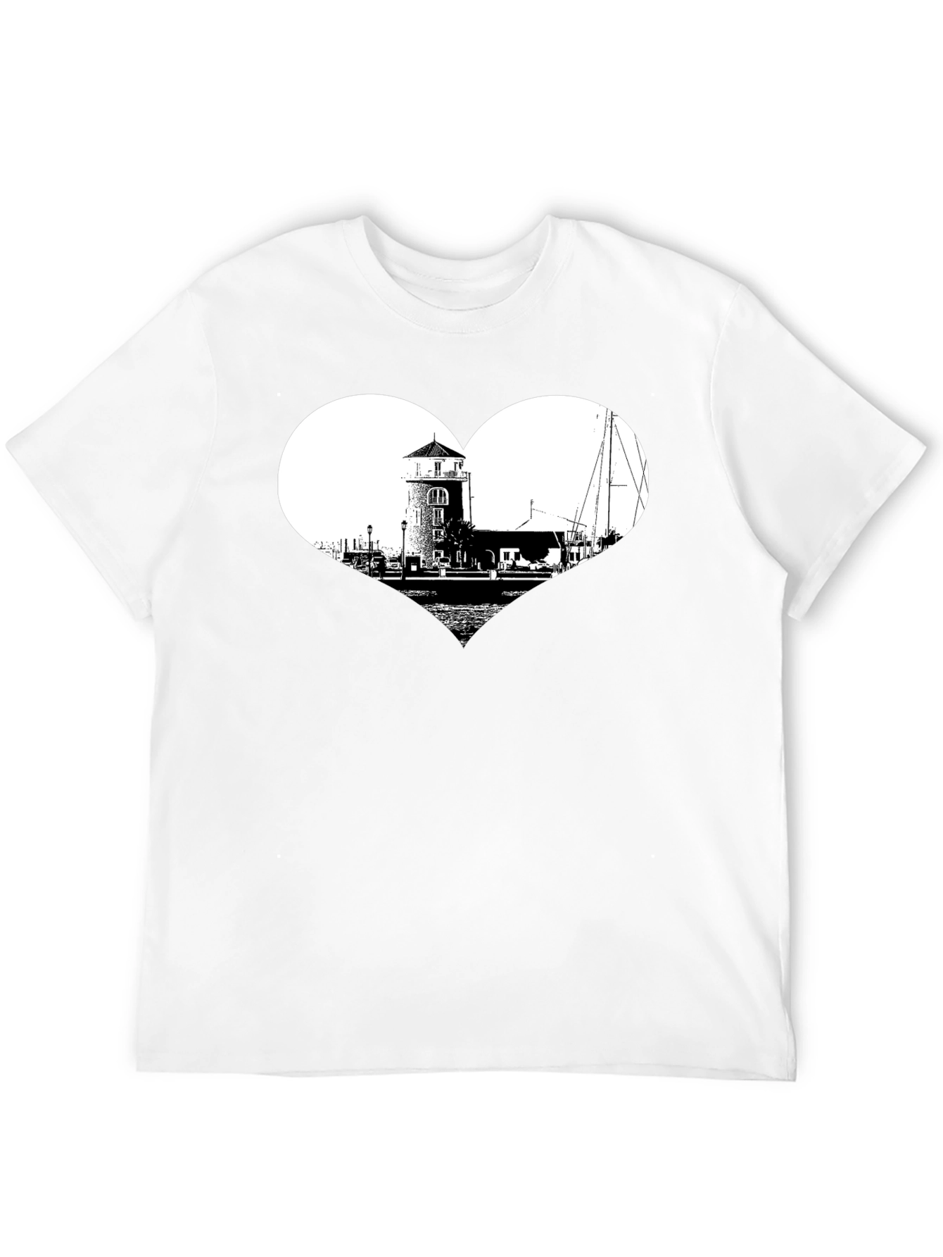 Lighthouse Heart Graphic T-Shirt - Black