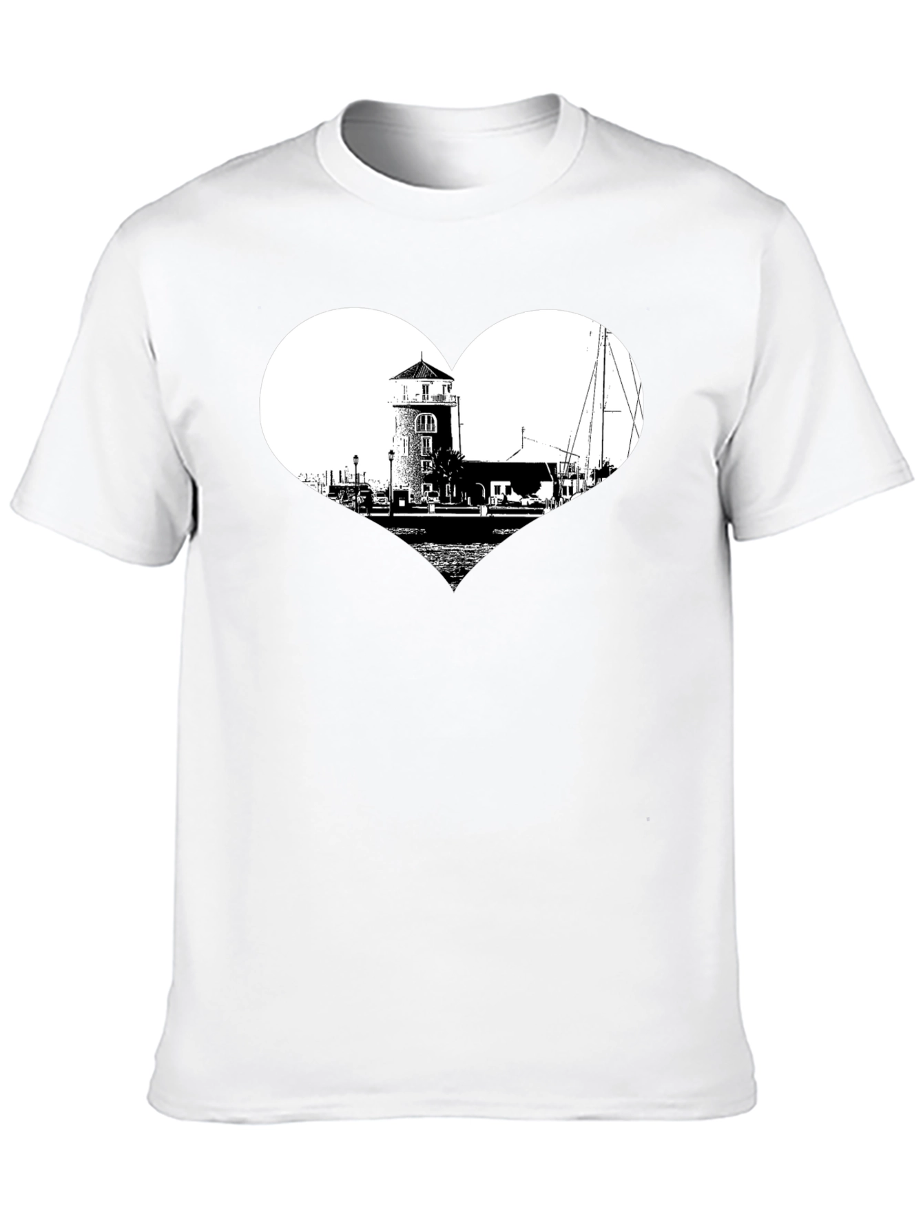 Lighthouse Heart Graphic T-Shirt - Black