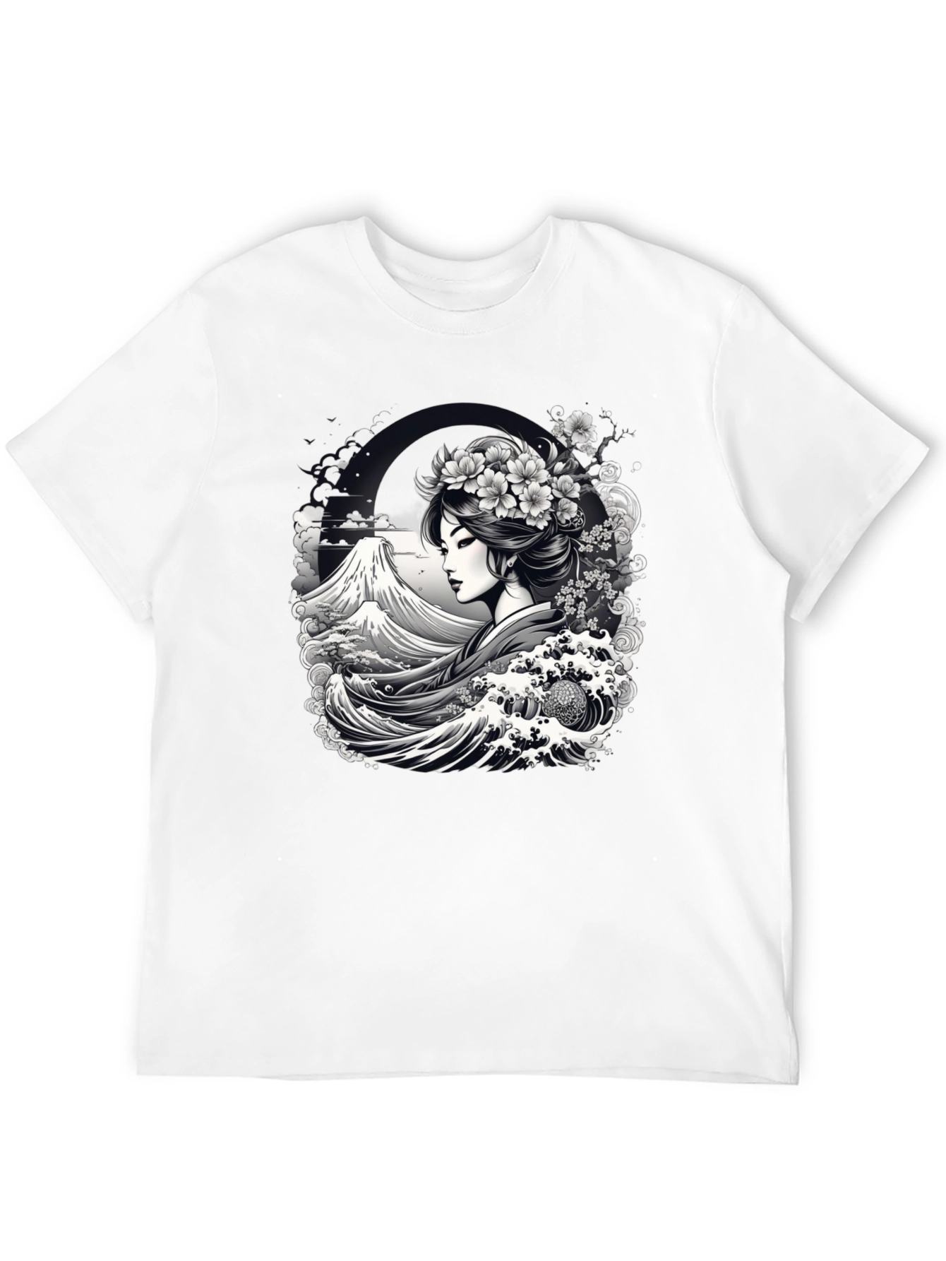 Geisha Wave Graphic T-Shirt