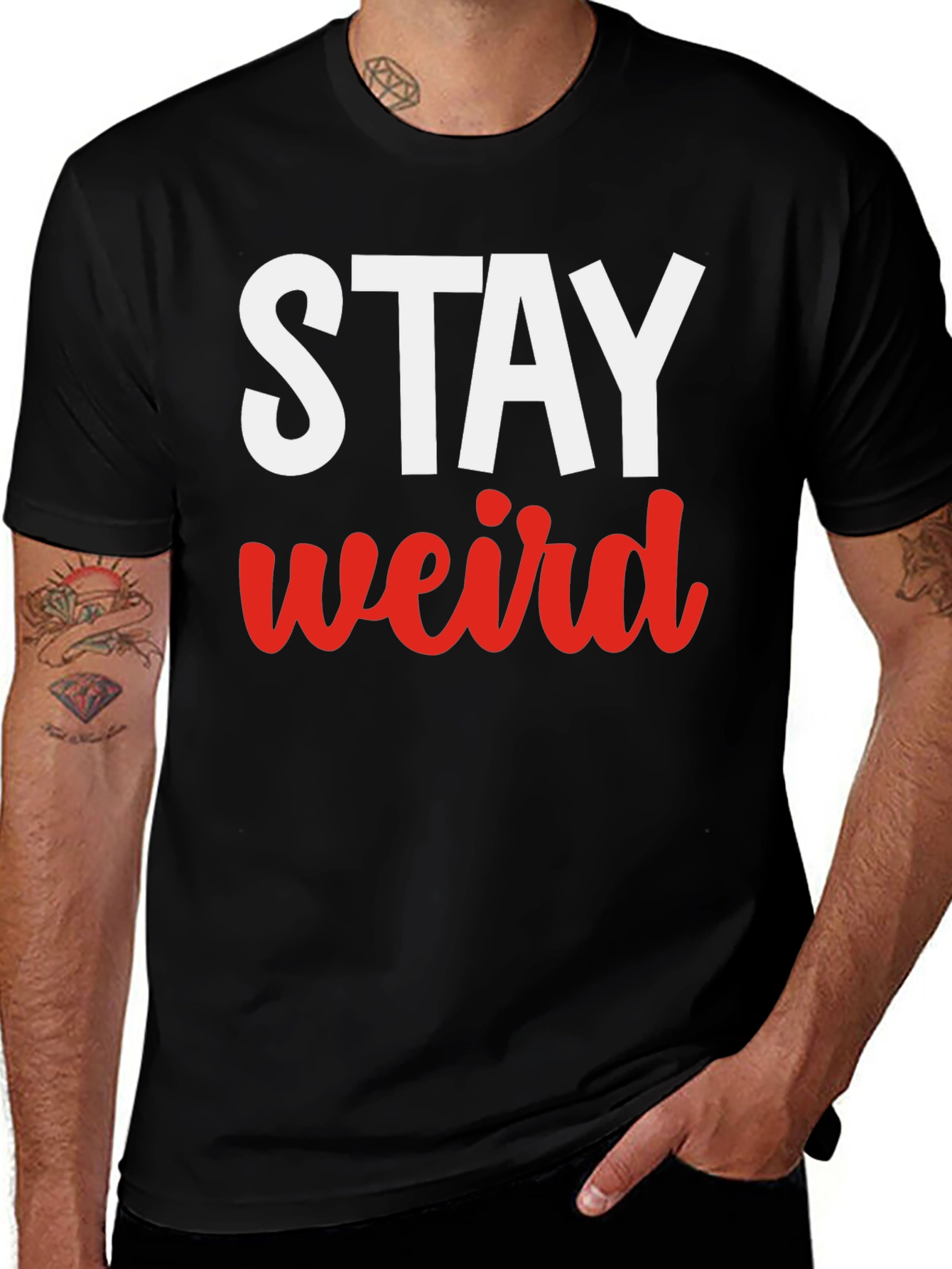 Stay Weird Graphic Tee - Black Casual T-Shirt