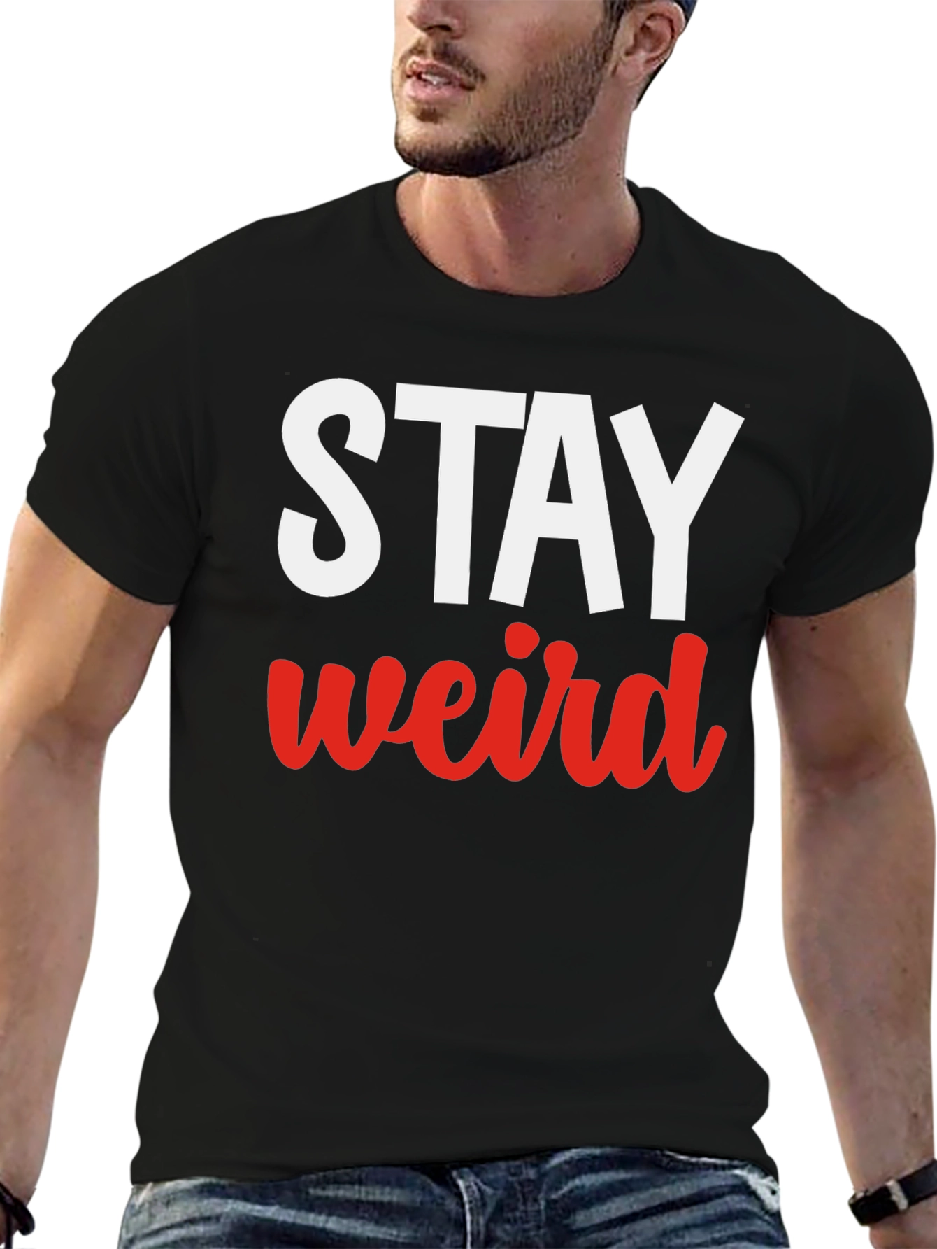 Stay Weird Graphic Tee - Black Casual T-Shirt
