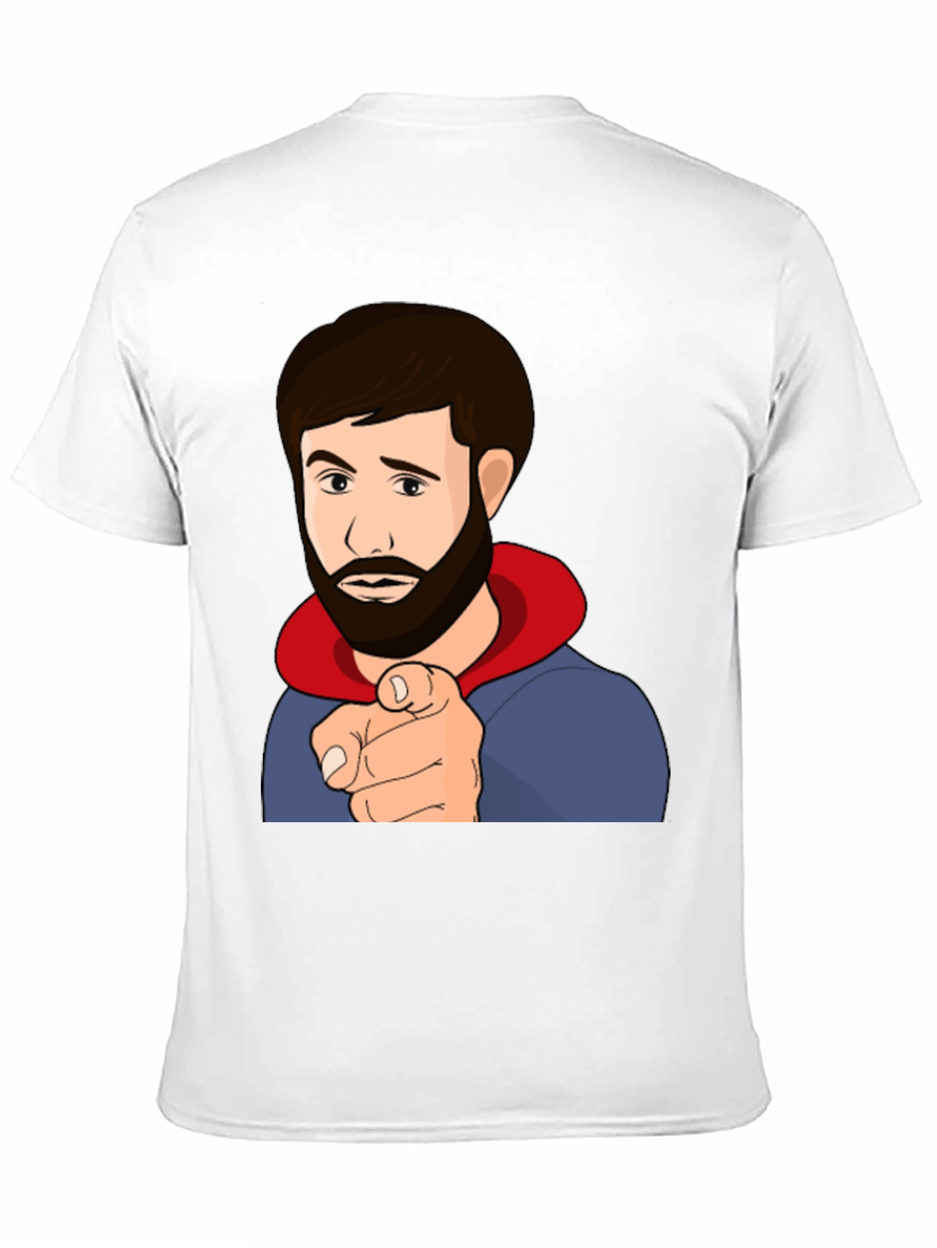 Cartoon Pointing Man Black T-Shirt