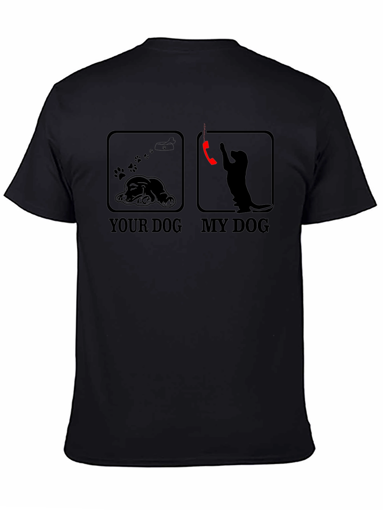 Funny Dog vs. Dog T-Shirt - Black Graphic Tee