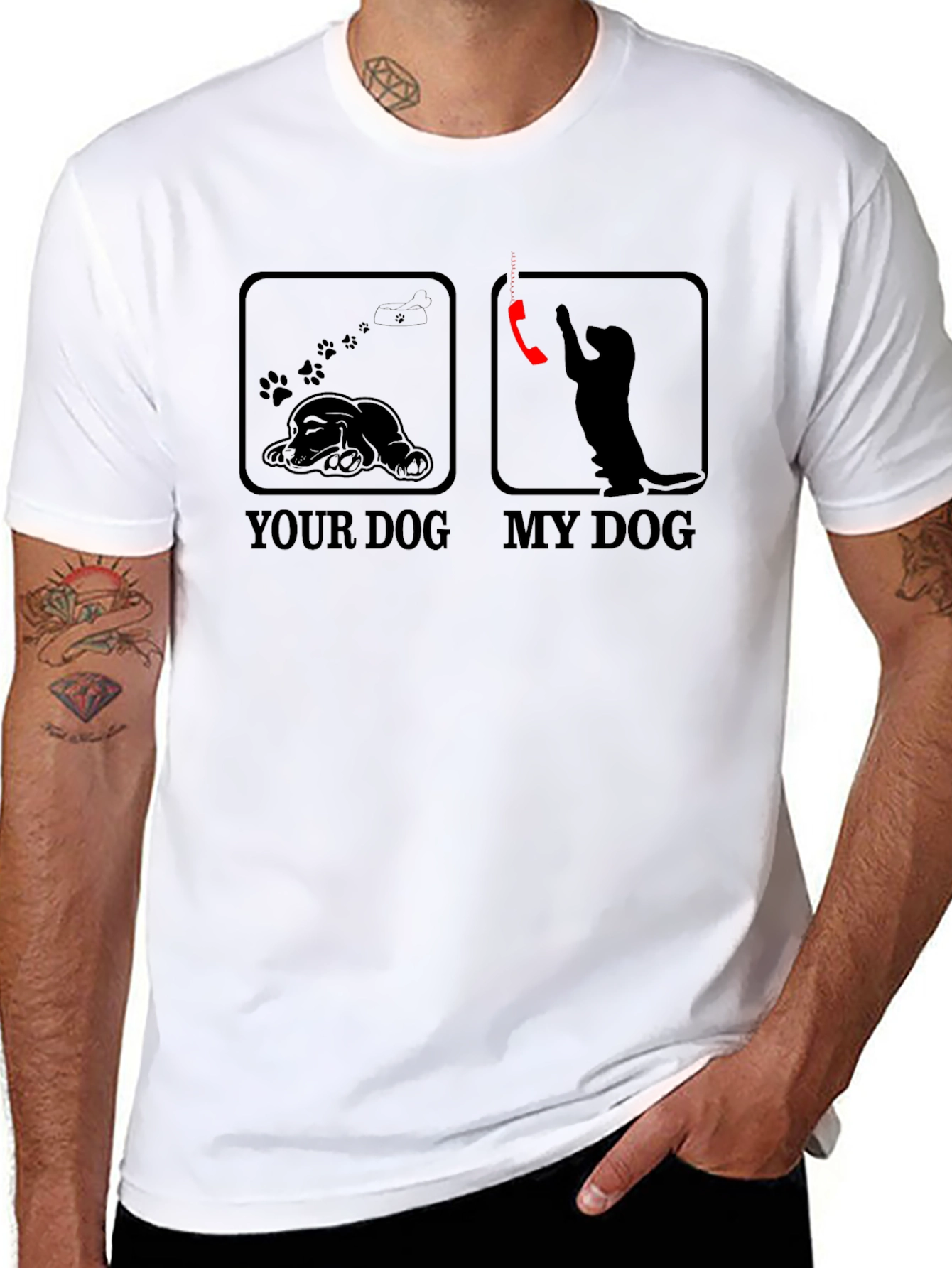 Funny Dog vs. Dog T-Shirt - Black Graphic Tee