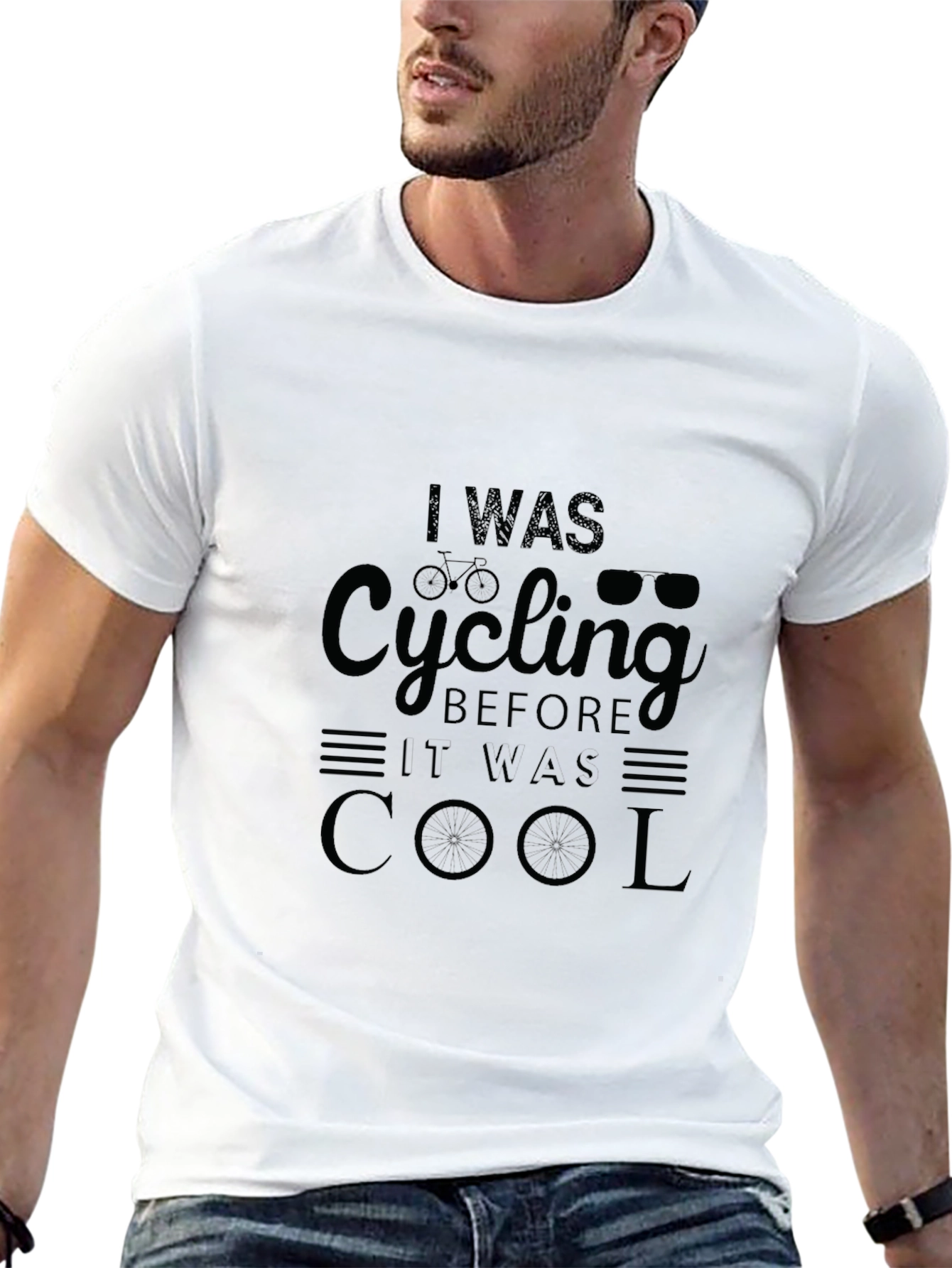 Cycling Before Cool Black Graphic T-Shirt