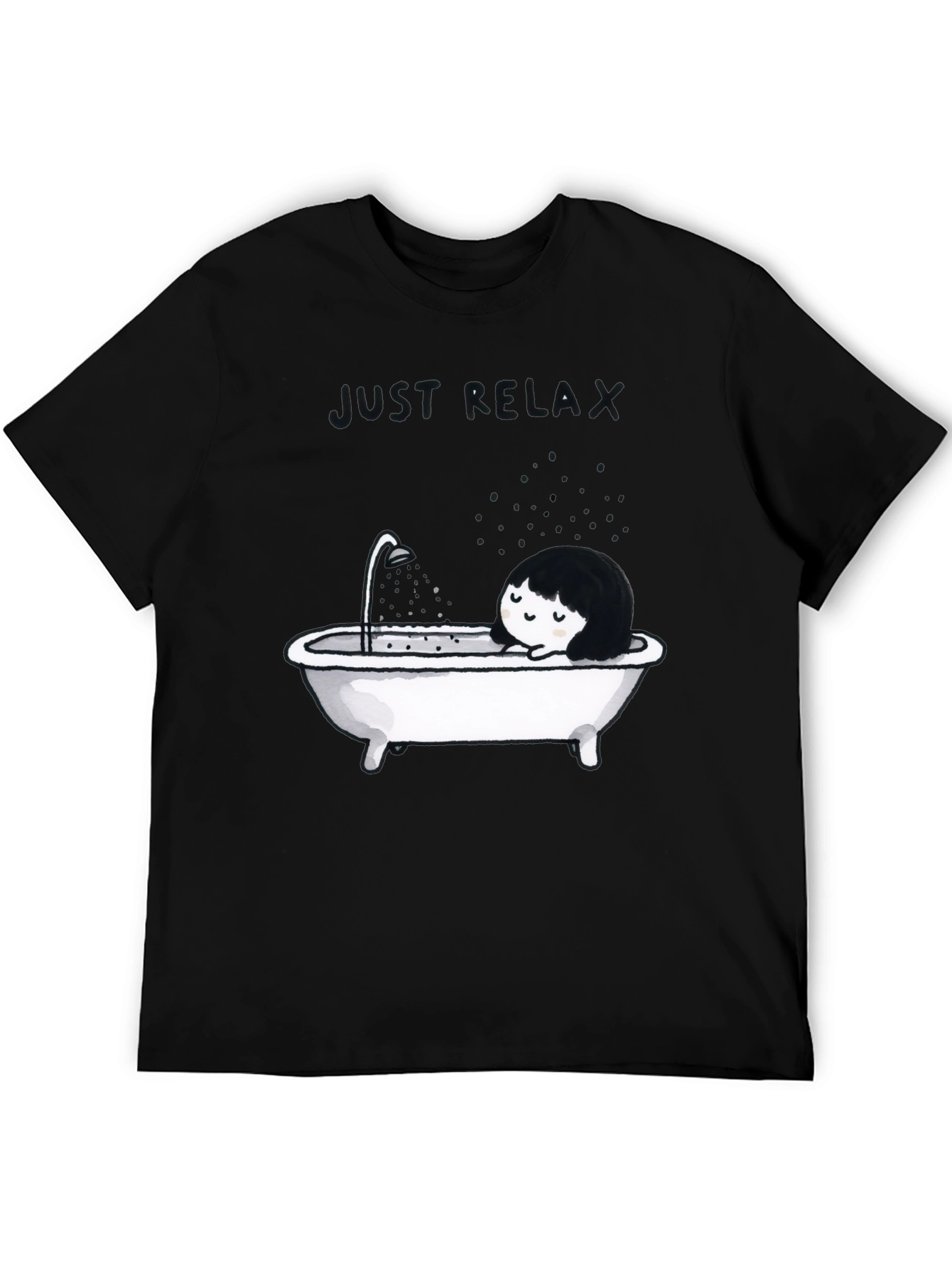Just Relax Black Graphic Tee - Bathtub Design