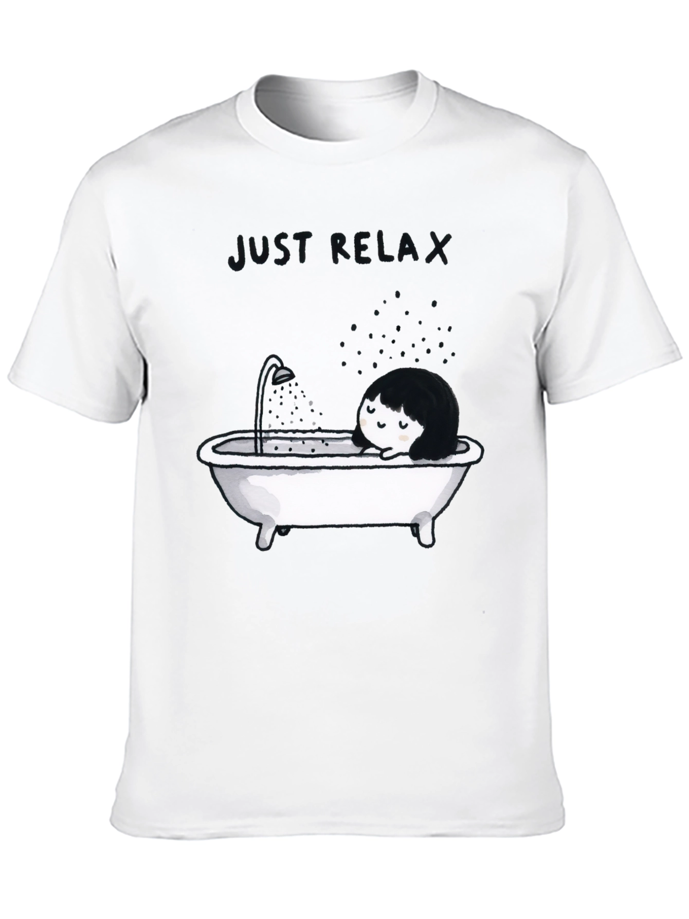 Just Relax Black Graphic Tee - Bathtub Design