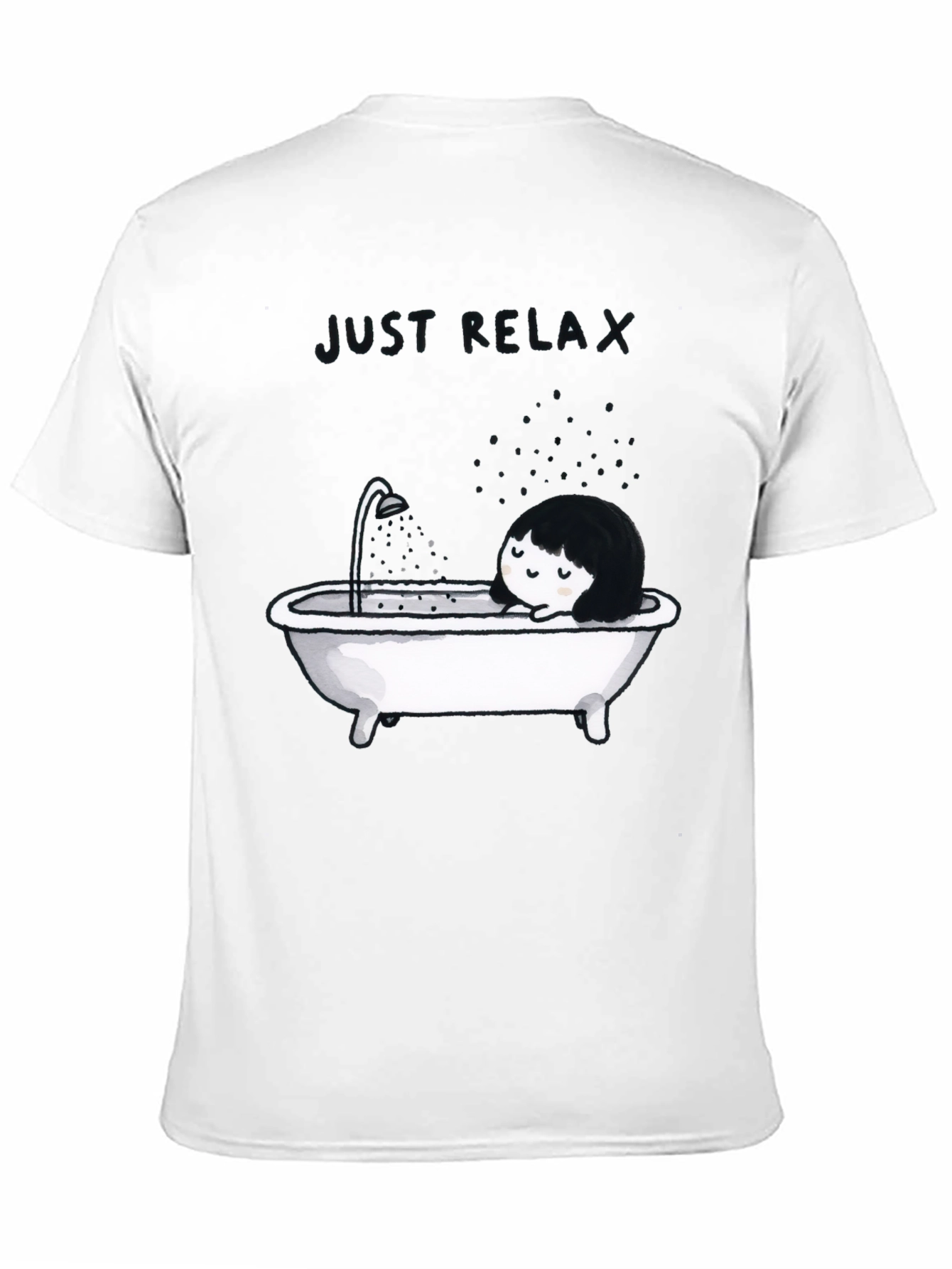 Just Relax Black Graphic Tee - Bathtub Design