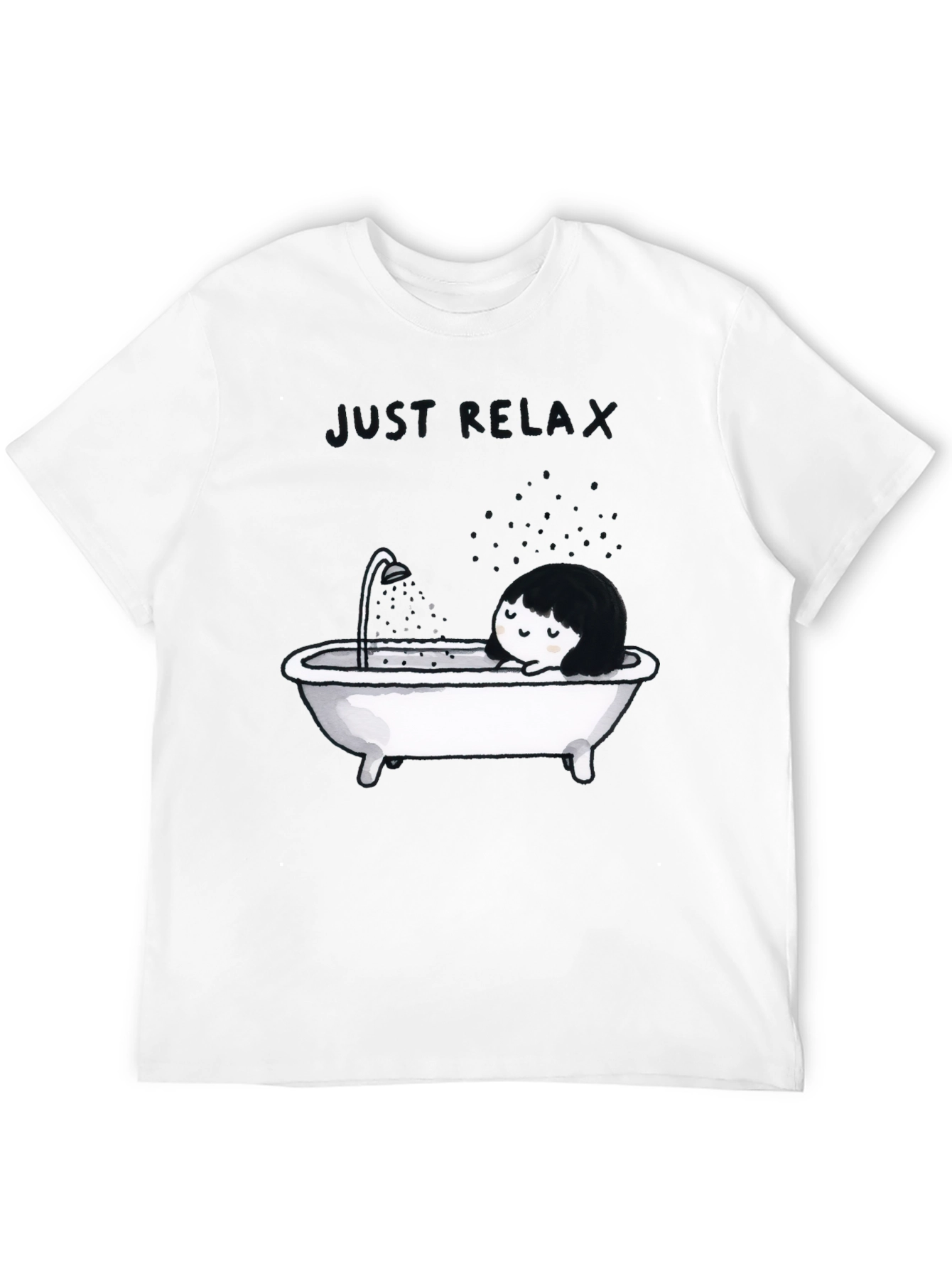 Just Relax Black Graphic Tee - Bathtub Design