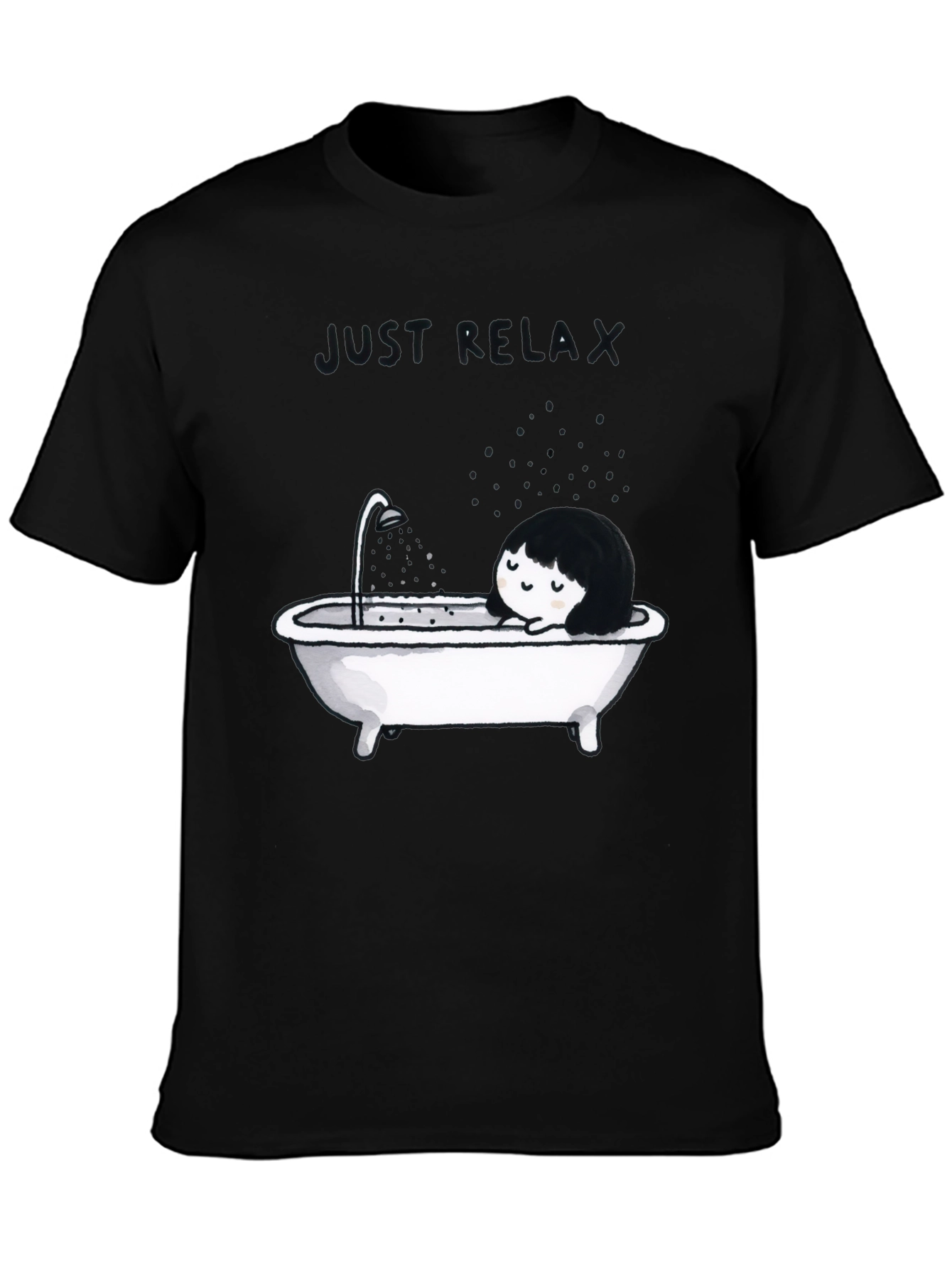 Just Relax Black Graphic Tee - Bathtub Design