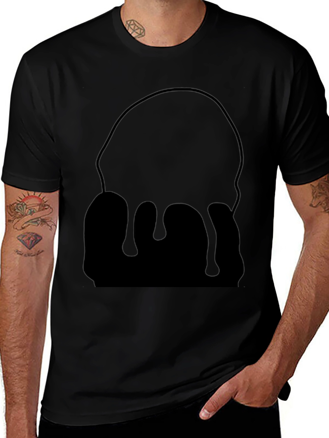 Dripping Black Graphic Tee - Unique Design