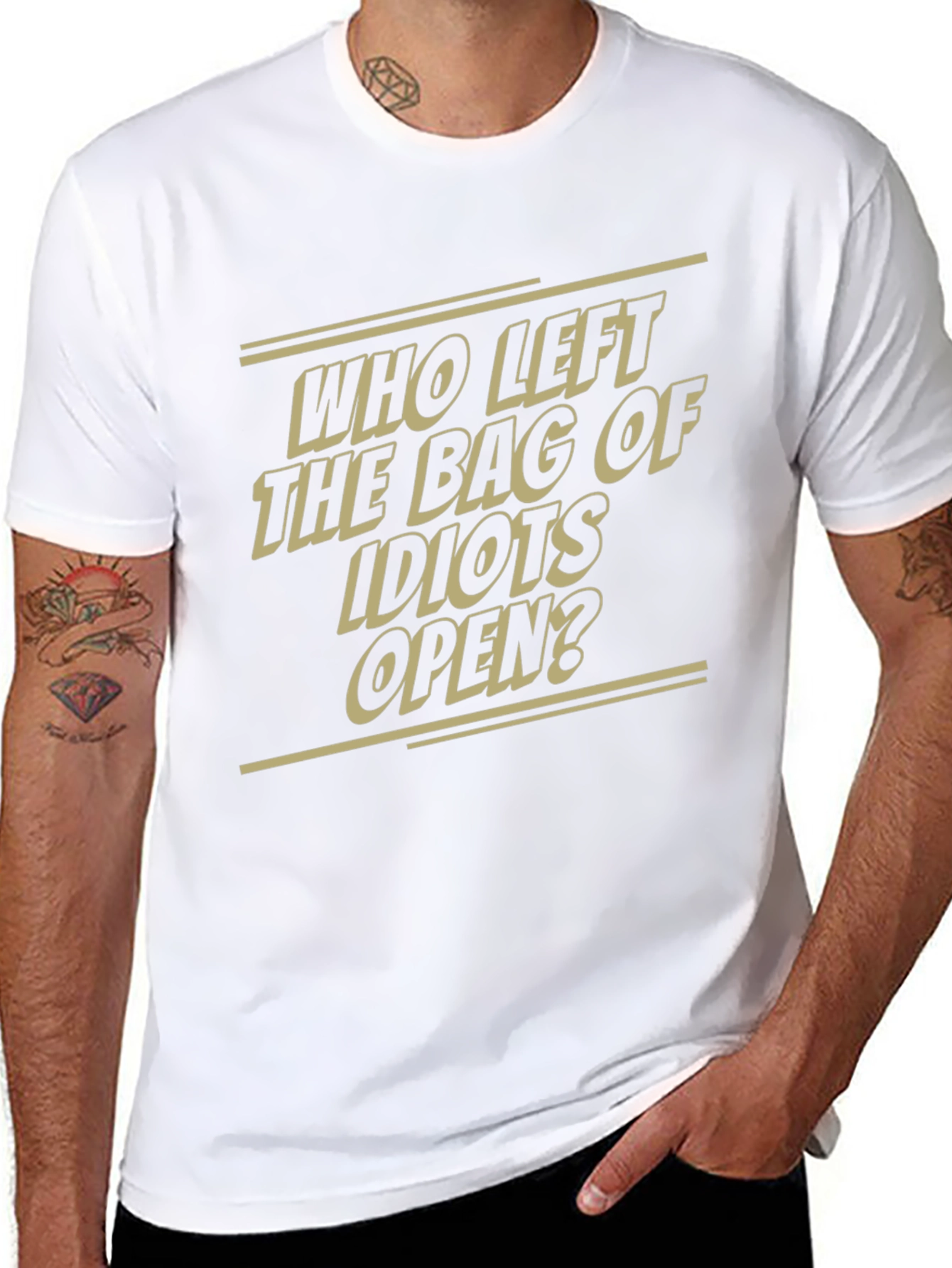 Humorous Graphic T-Shirt - Bag of Idiots