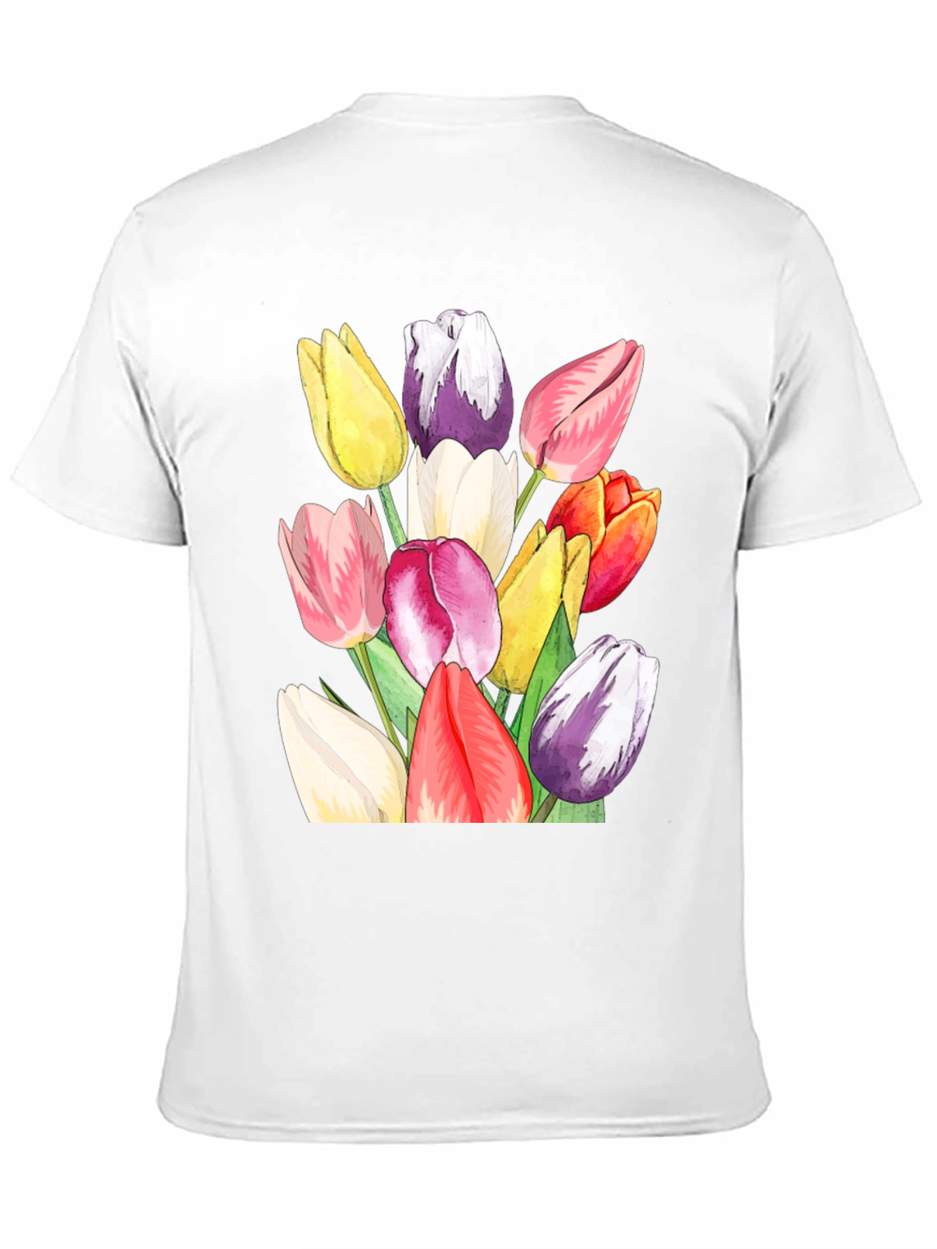 Tulip Bouquet Graphic Tee - Stylish Black T-Shirt