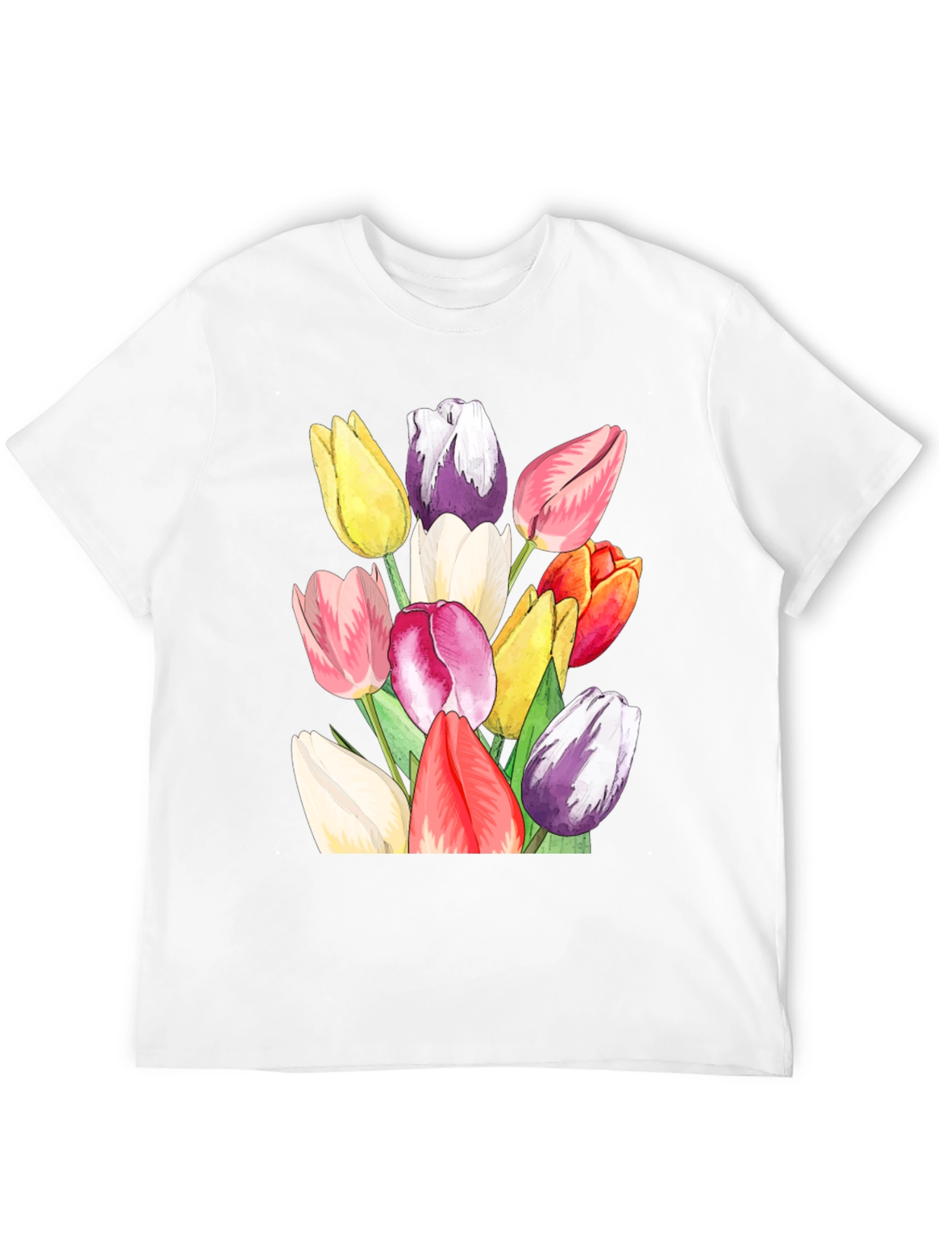 Tulip Bouquet Graphic Tee - Stylish Black T-Shirt