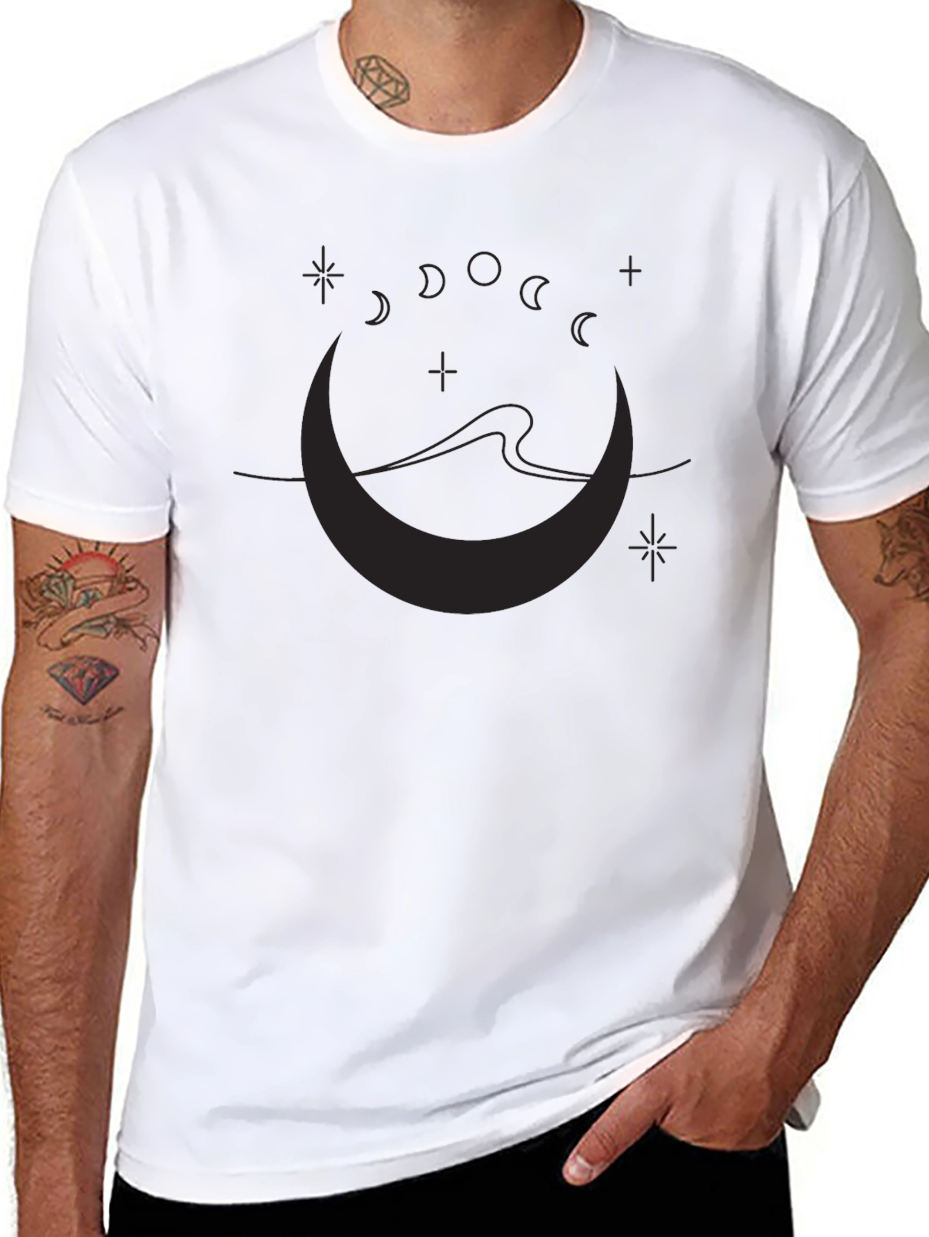 Black Moon Phase Graphic T-Shirt