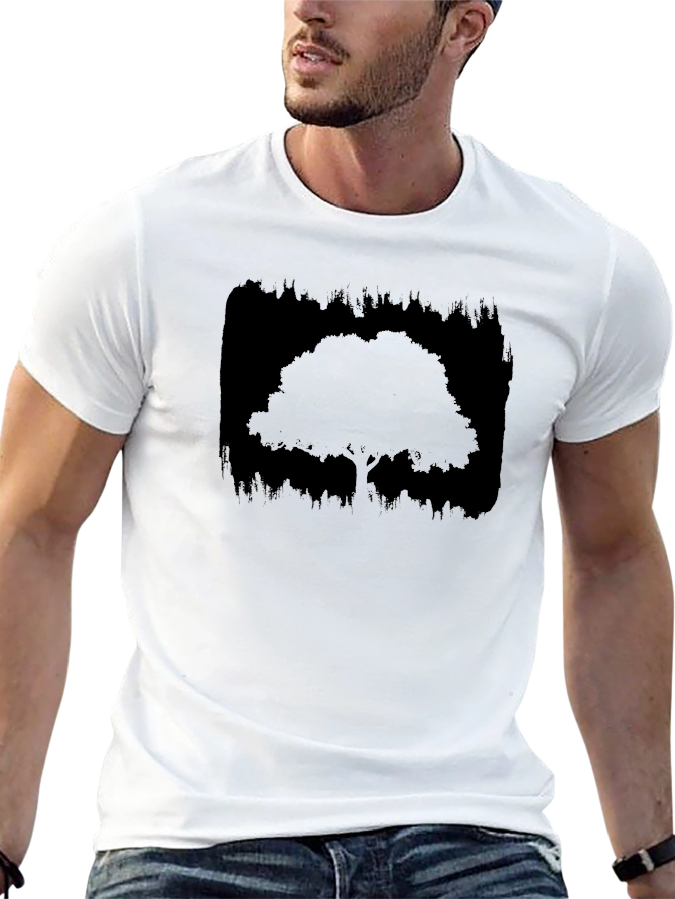 Silhouette Tree Graphic Tee - Black Cotton Blend