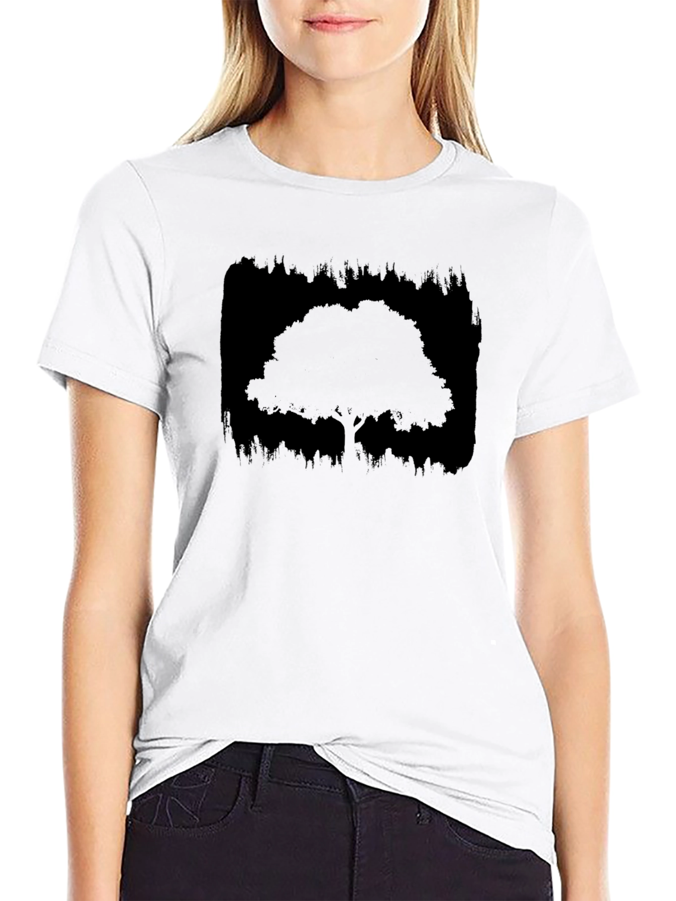 Silhouette Tree Graphic Tee - Black Cotton Blend