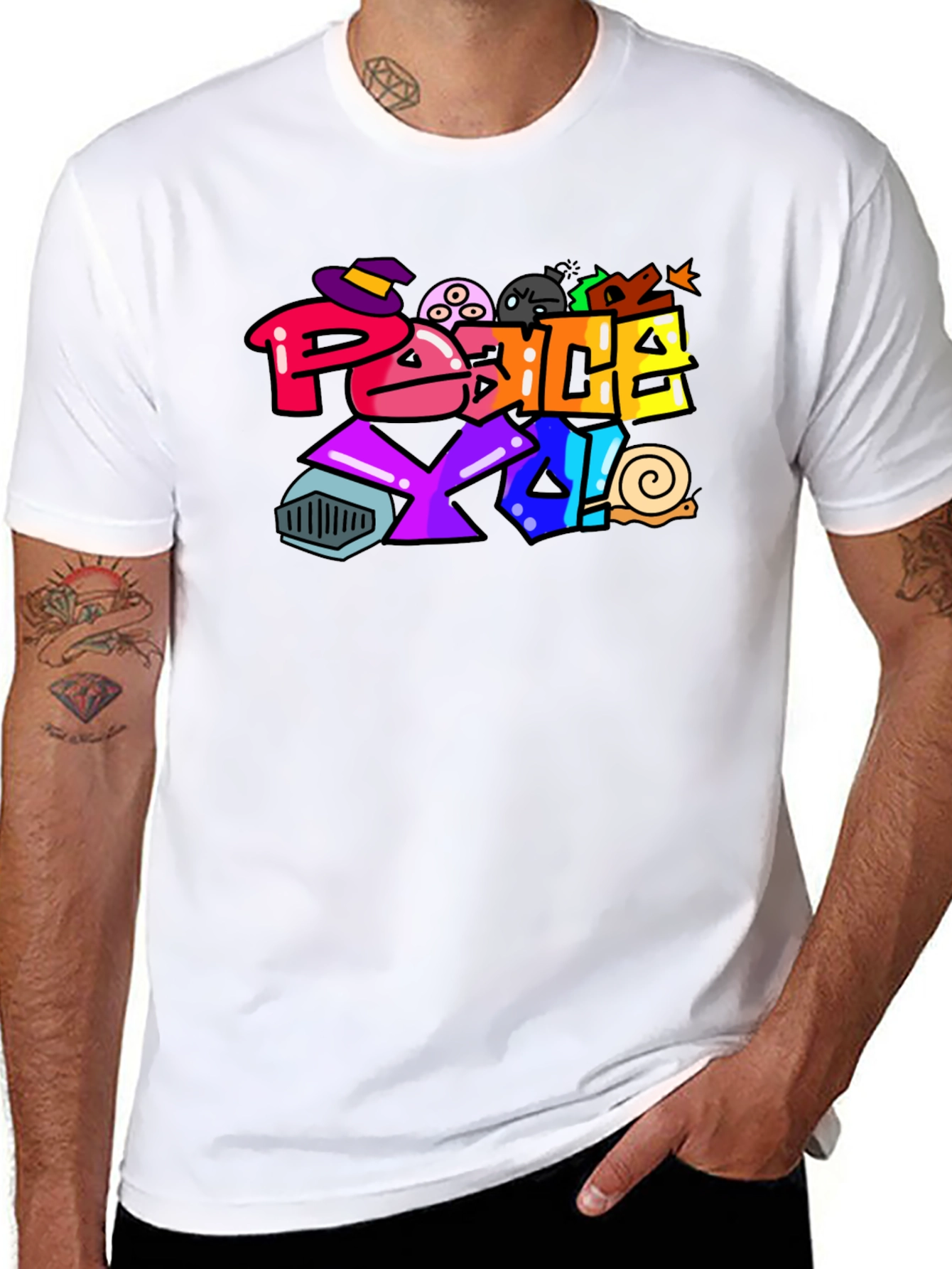 Peace Text Art Black T-Shirt