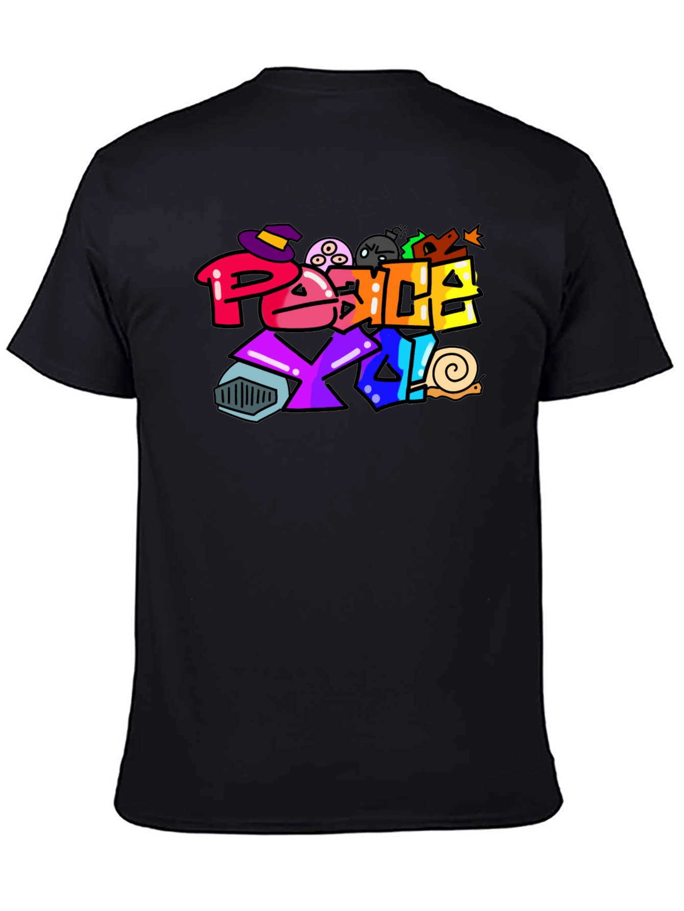 Peace Text Art Black T-Shirt